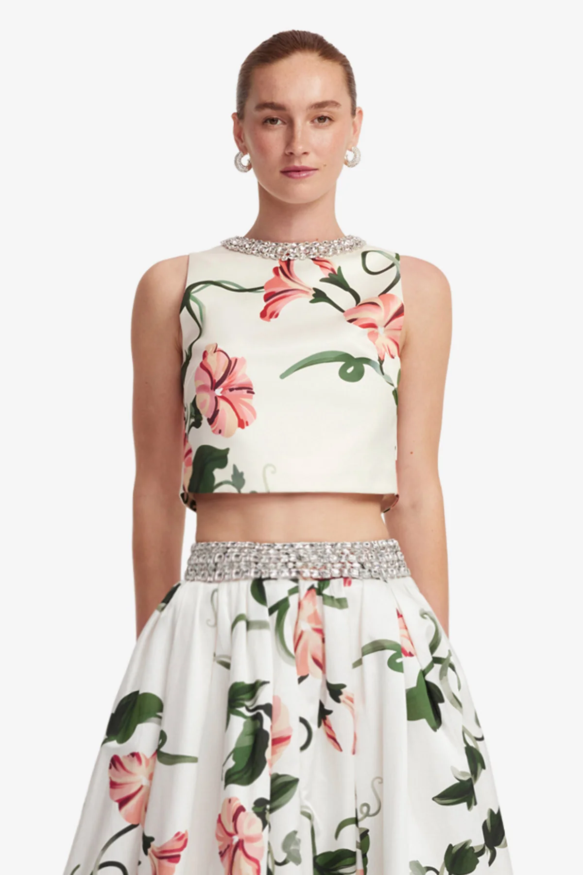 Iris Embellished Top - Vine Print in Snow - Image 2