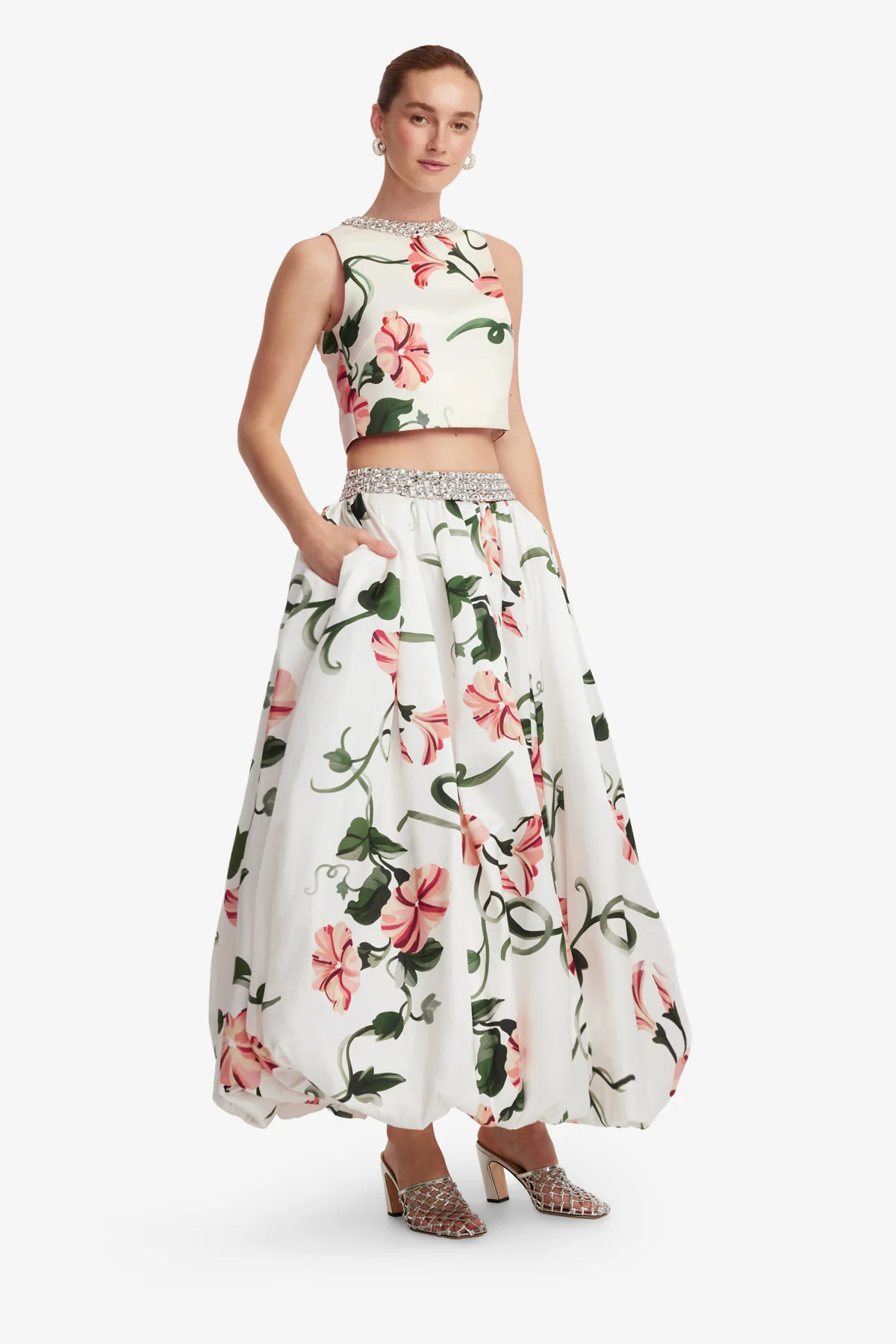 Iris Embellished Top - Vine Print in Snow - Image 4