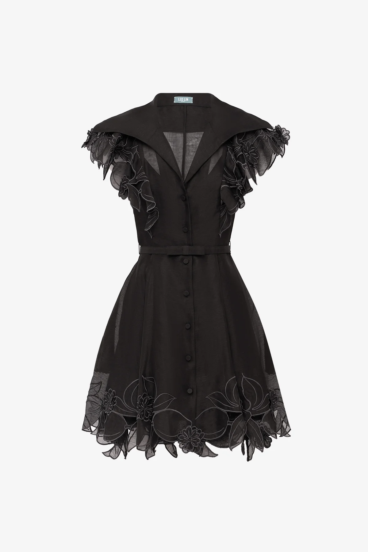 Isla Appliqué Mini Dress - Ebony