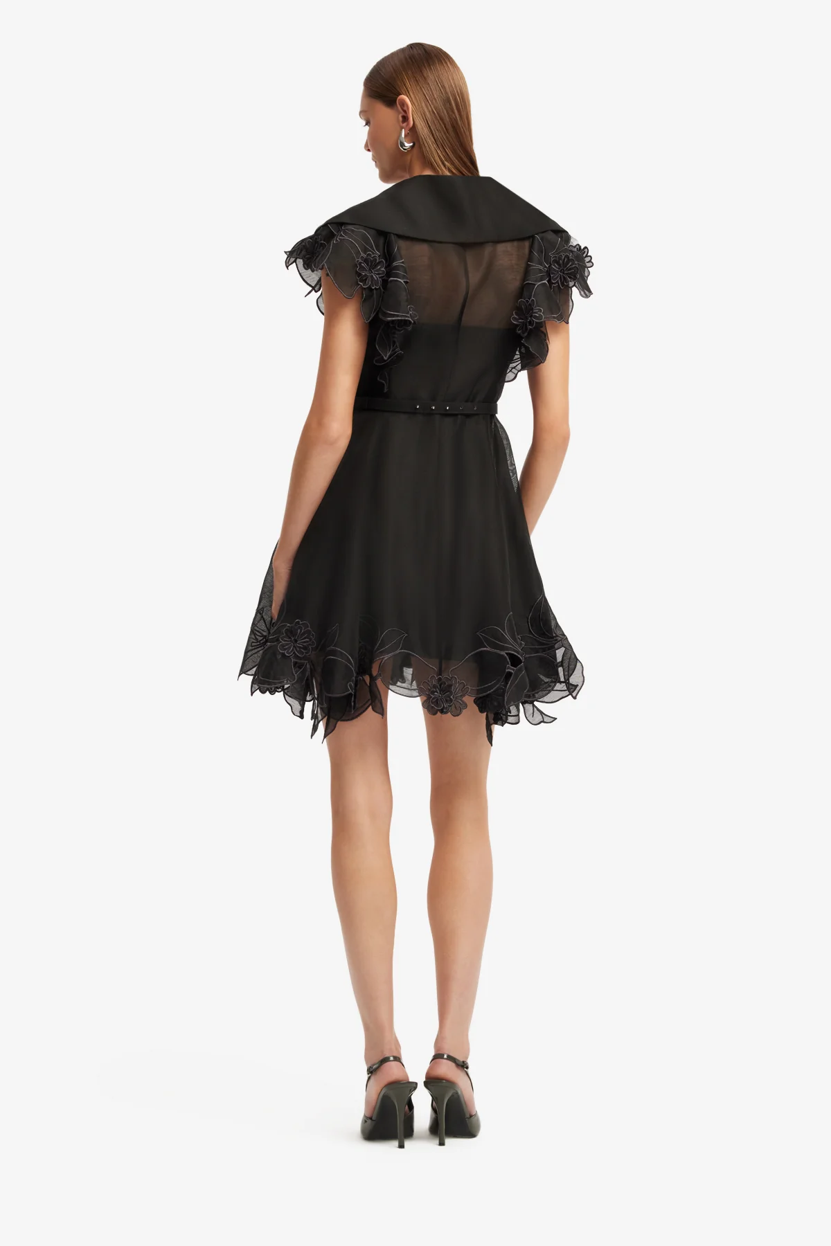 Isla Appliqué Mini Dress - Ebony - Image 5