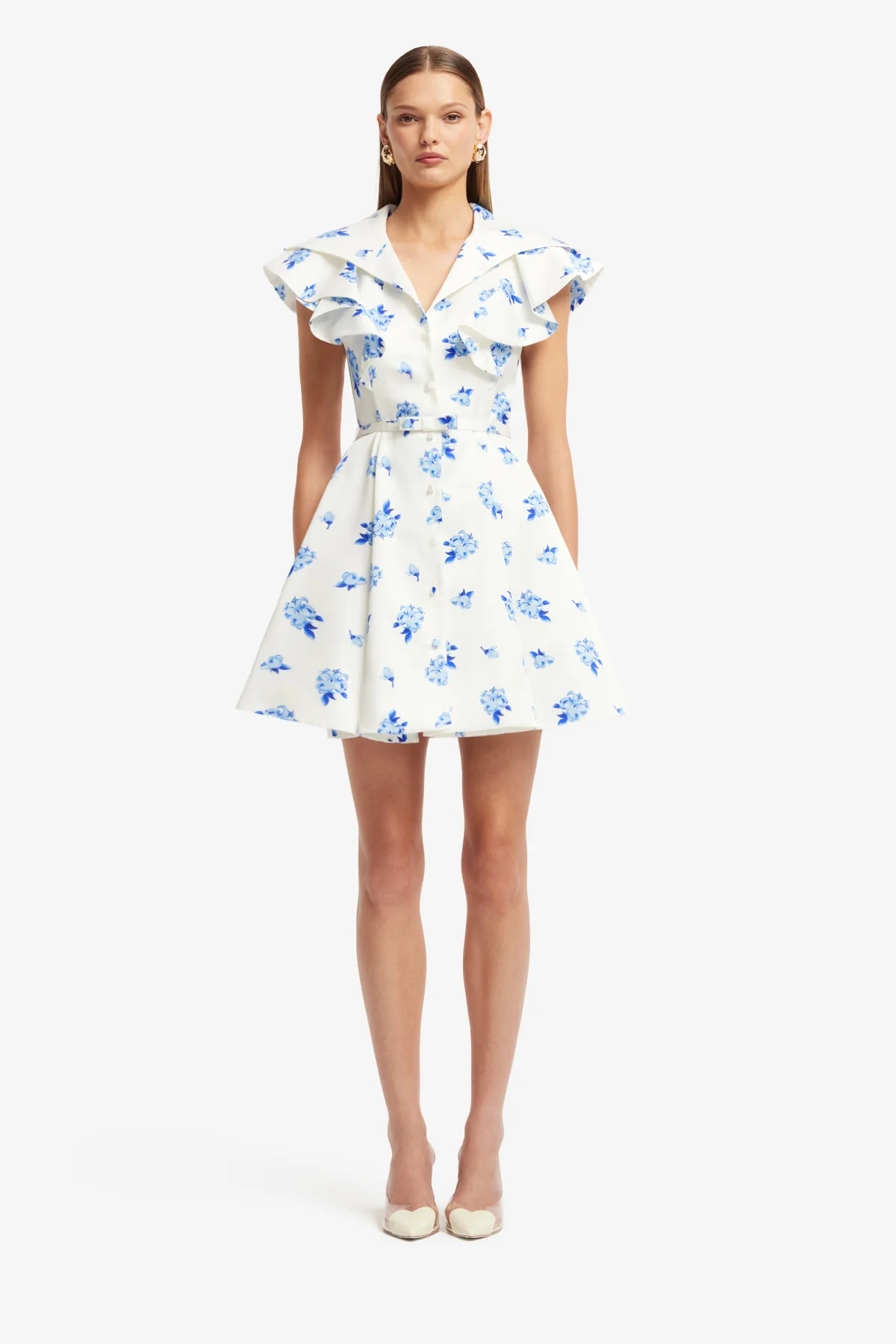 Isla Mini Dress - Ditsy Floral Print in Snow - Image 2