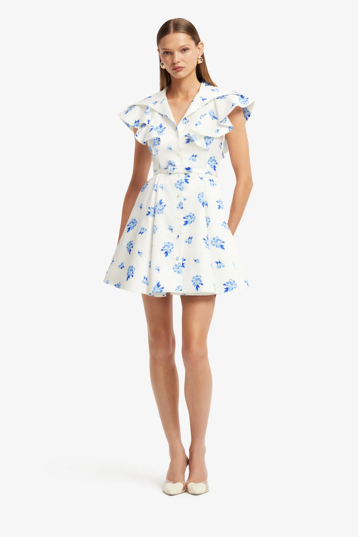 Isla Mini Dress - Ditsy Floral Print in Snow - Image 3