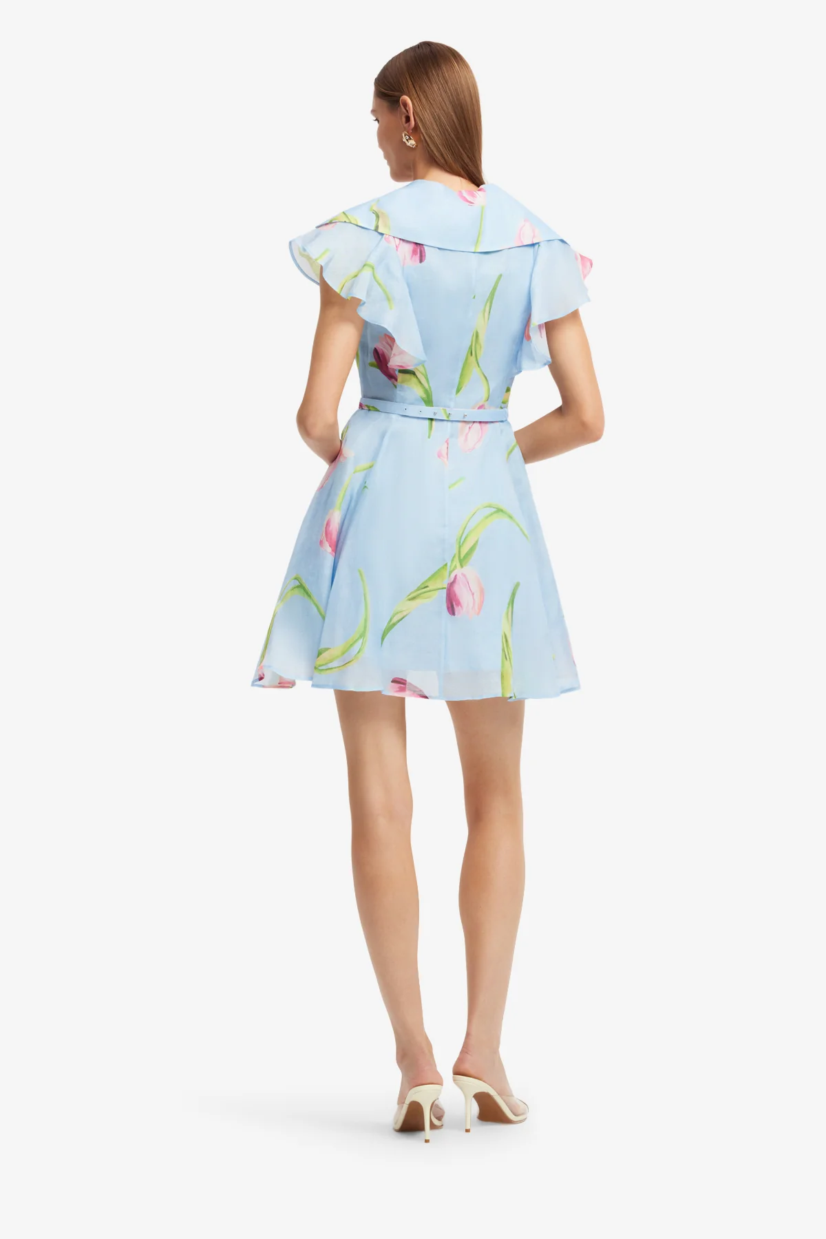 Isla Mini Dress - Tulip Print in Blue - Image 5