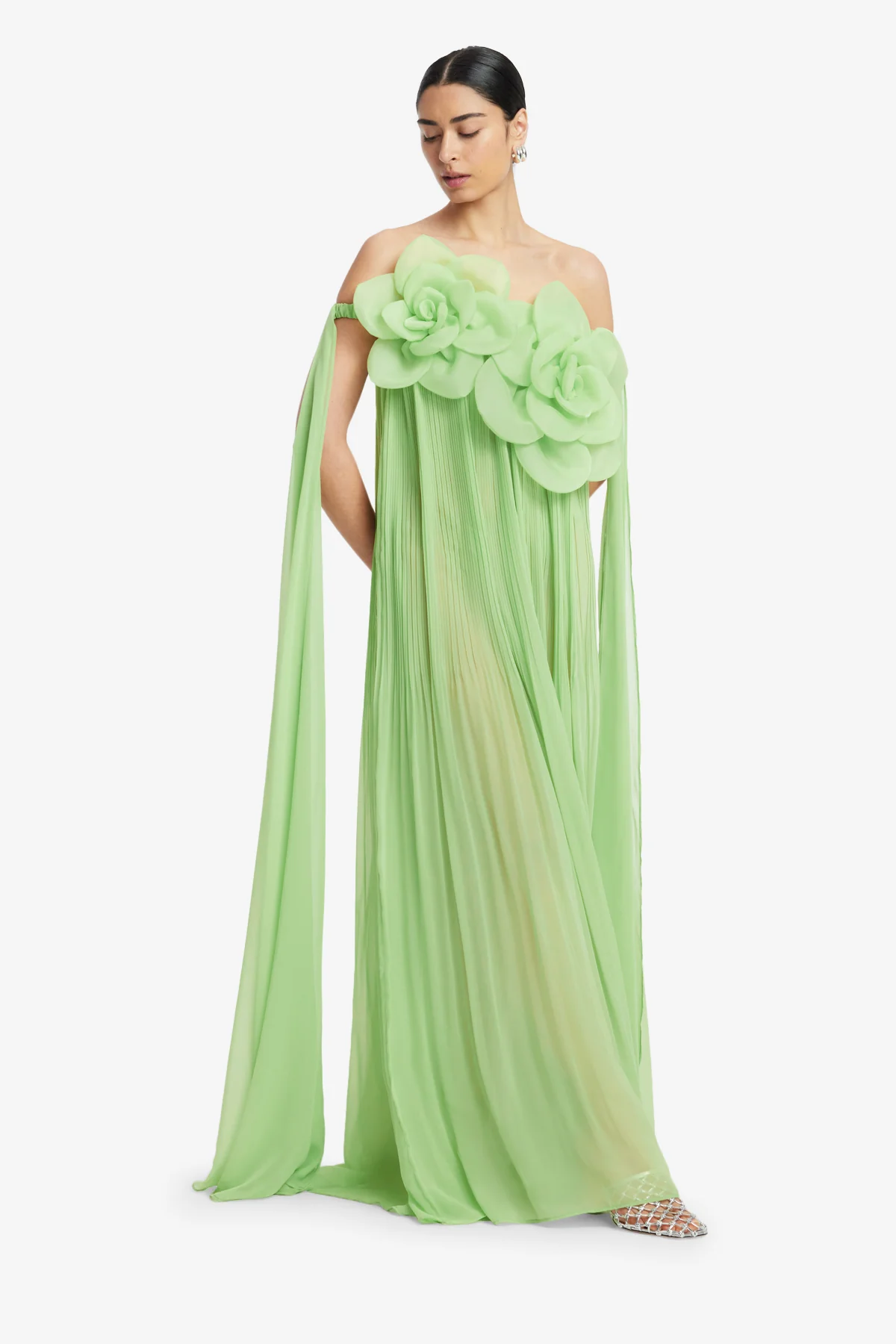 Jaclyn Draped Floor Length Dress - Juniper Green - Image 3