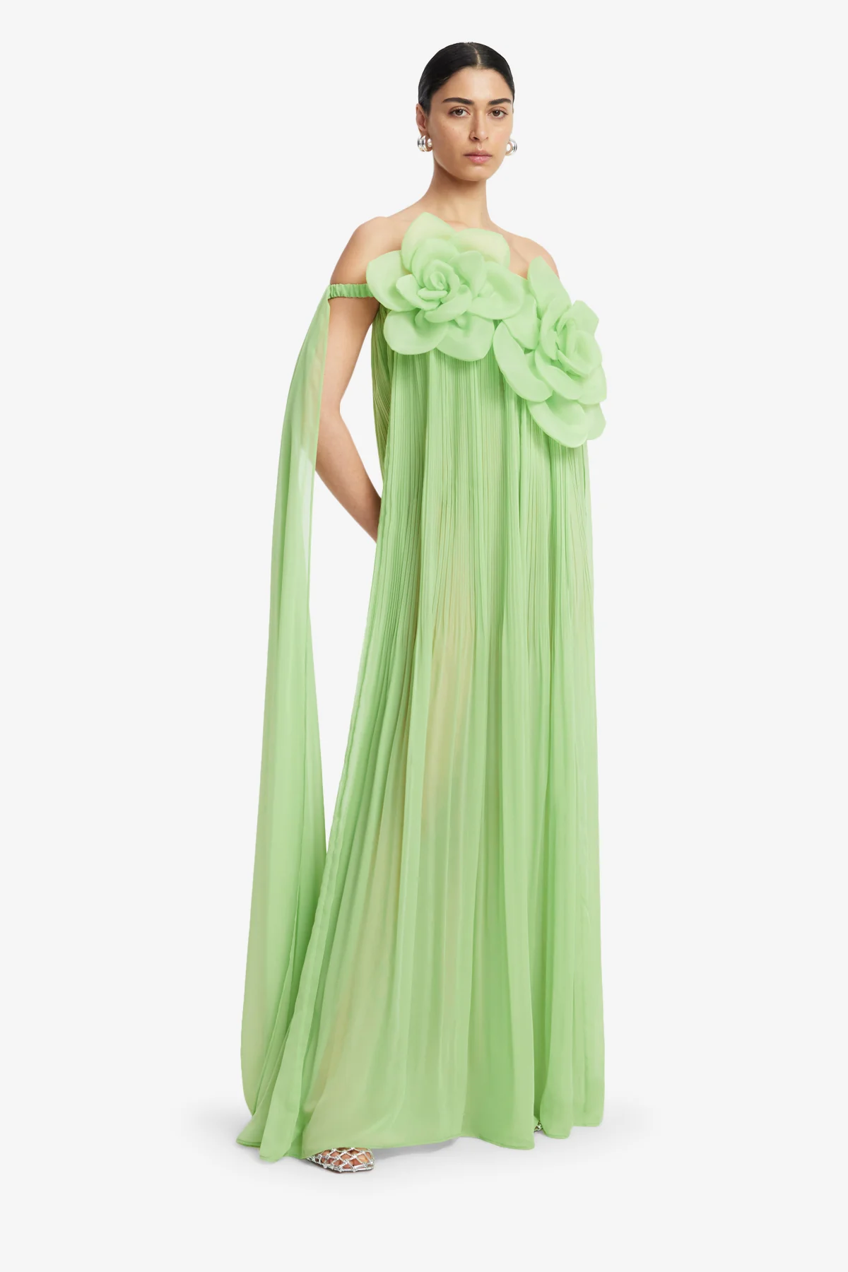 Jaclyn Draped Floor Length Dress - Juniper Green - Image 4