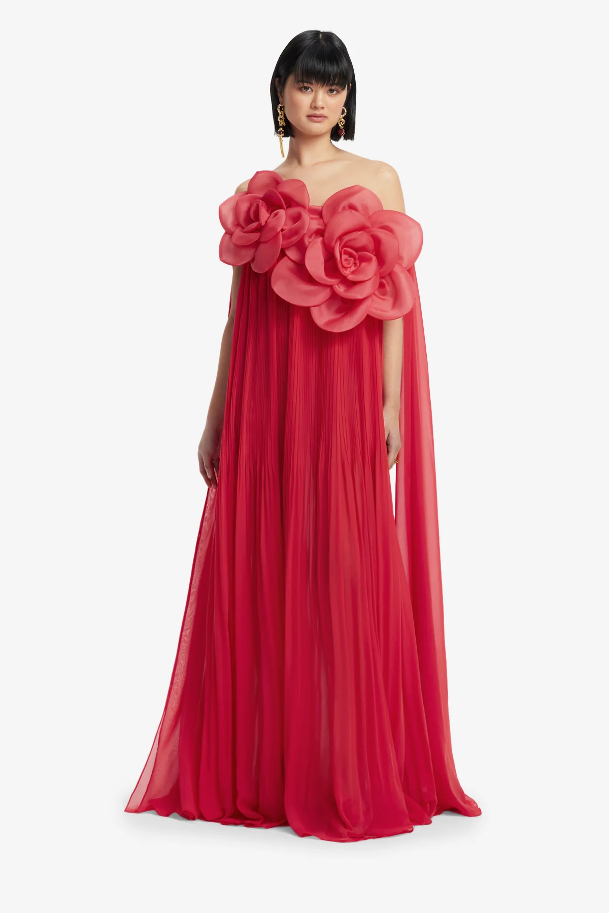 Jaclyn Draped Floor Length Dress - Scarlet - Image 3