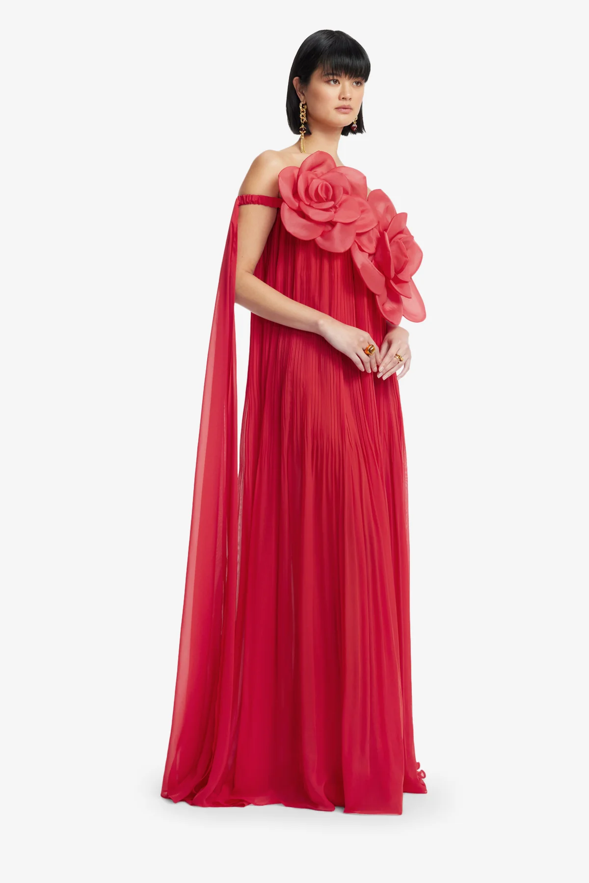 Jaclyn Draped Floor Length Dress - Scarlet - Image 4