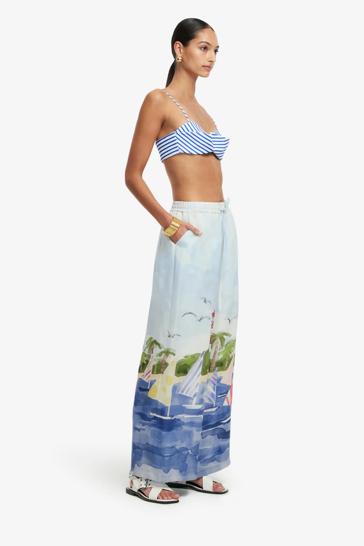 Jamie Wide Leg Pants - Nautical Print - Image 4