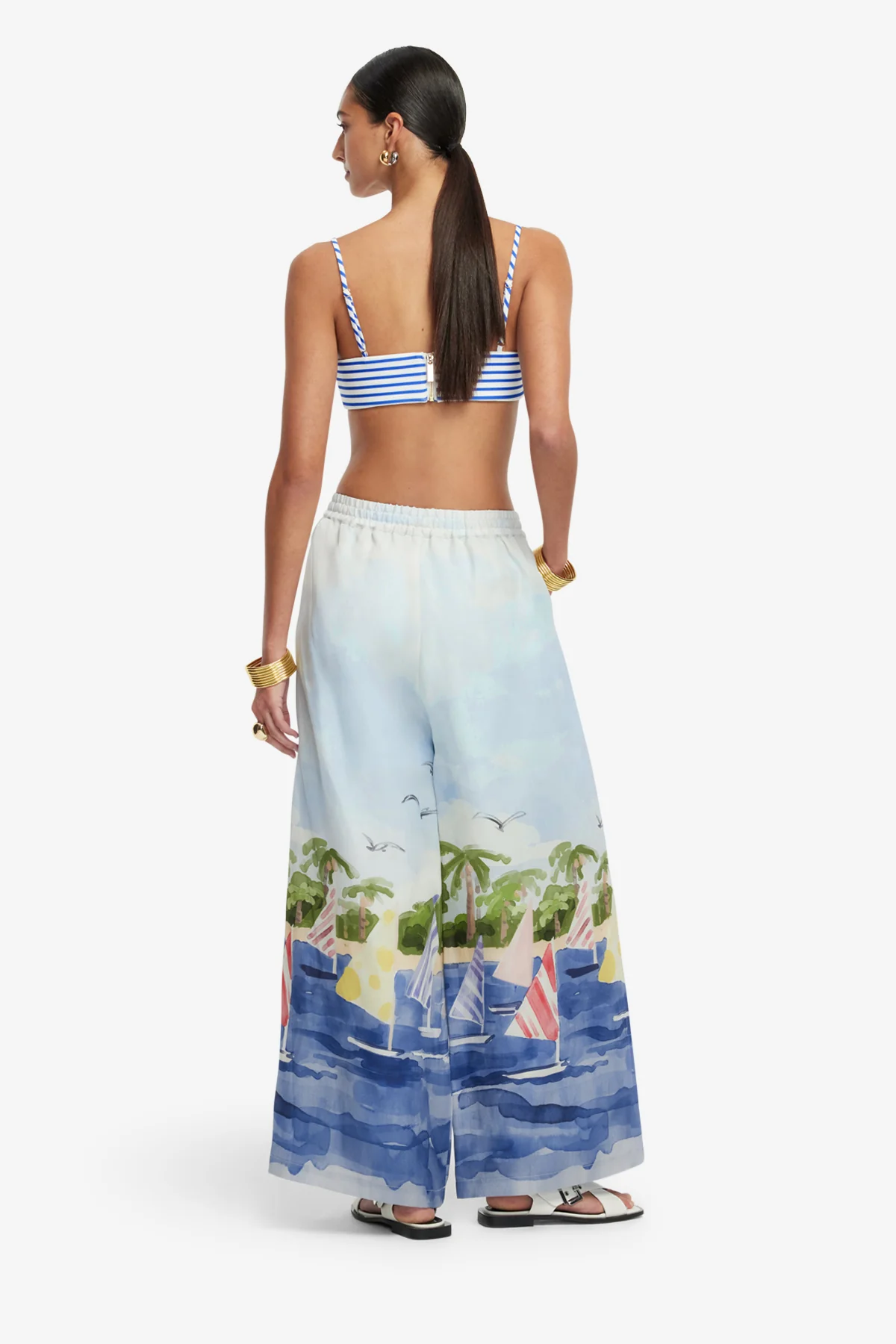 Jamie Wide Leg Pants - Nautical Print - Image 5