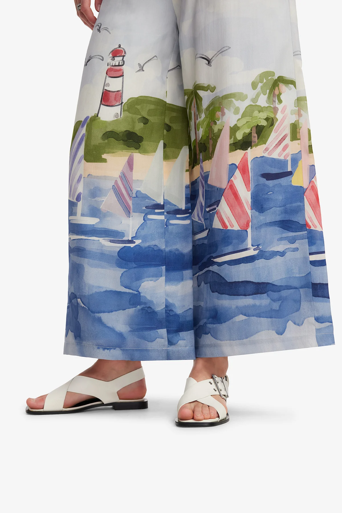 Jamie Wide Leg Pants - Nautical Print - Image 6