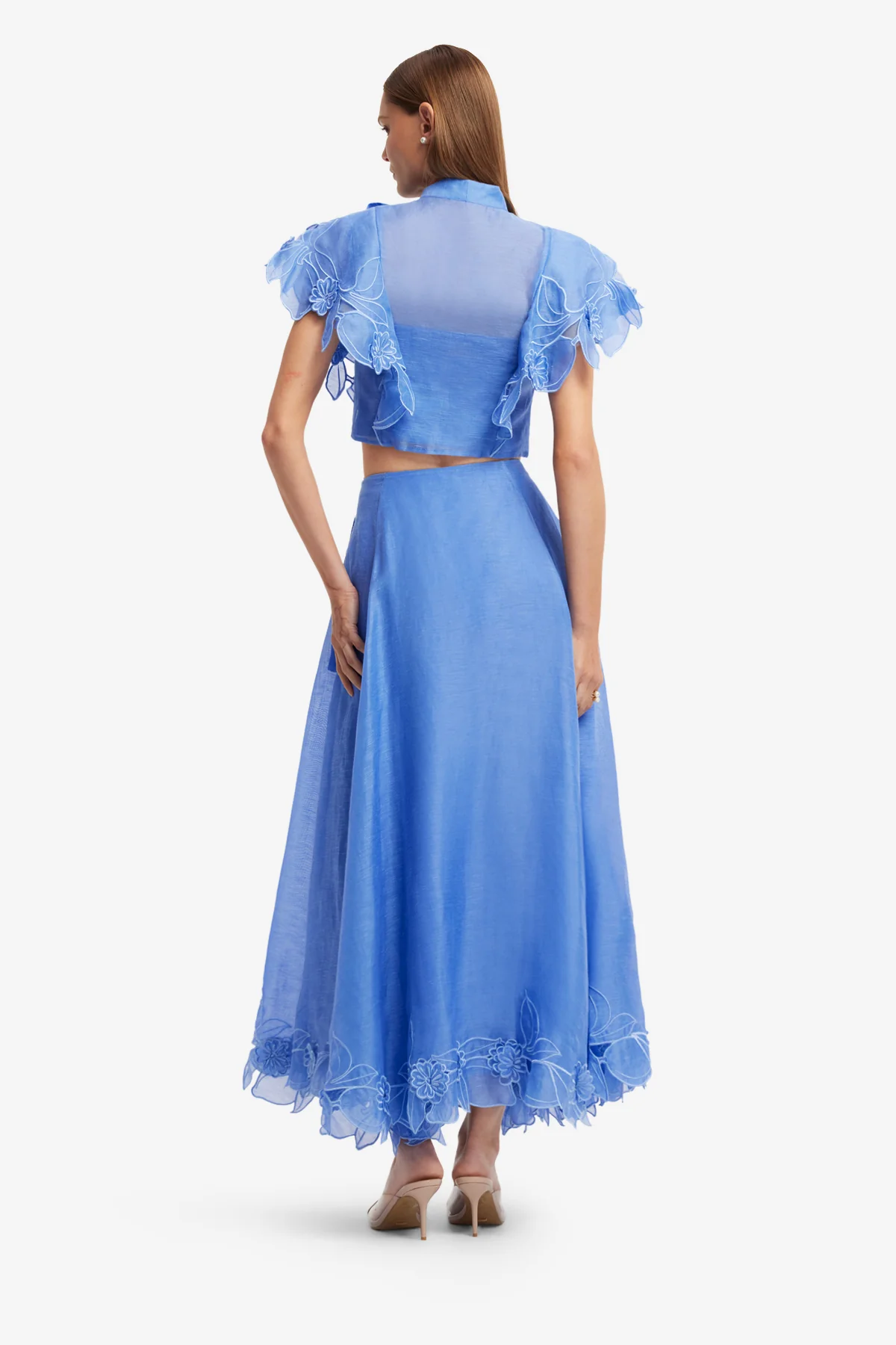 Jasmine Appliqué Flutter Sleeve Top - Azure - Image 5