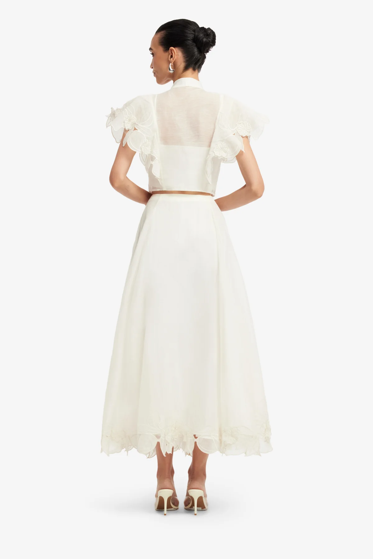 Jasmine Appliqué Flutter Sleeve Top - Snow - Image 5