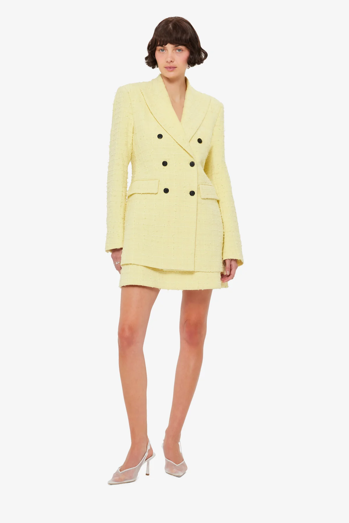 Jazlyn Tweed Blazer - Sorbet Yellow - Image 3
