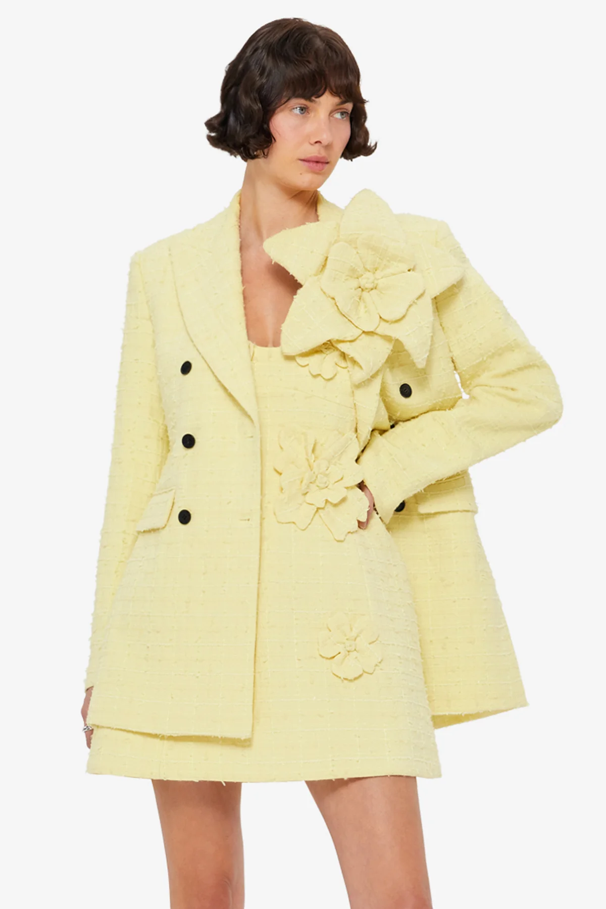 Jazlyn Tweed Blazer - Sorbet Yellow - Image 6