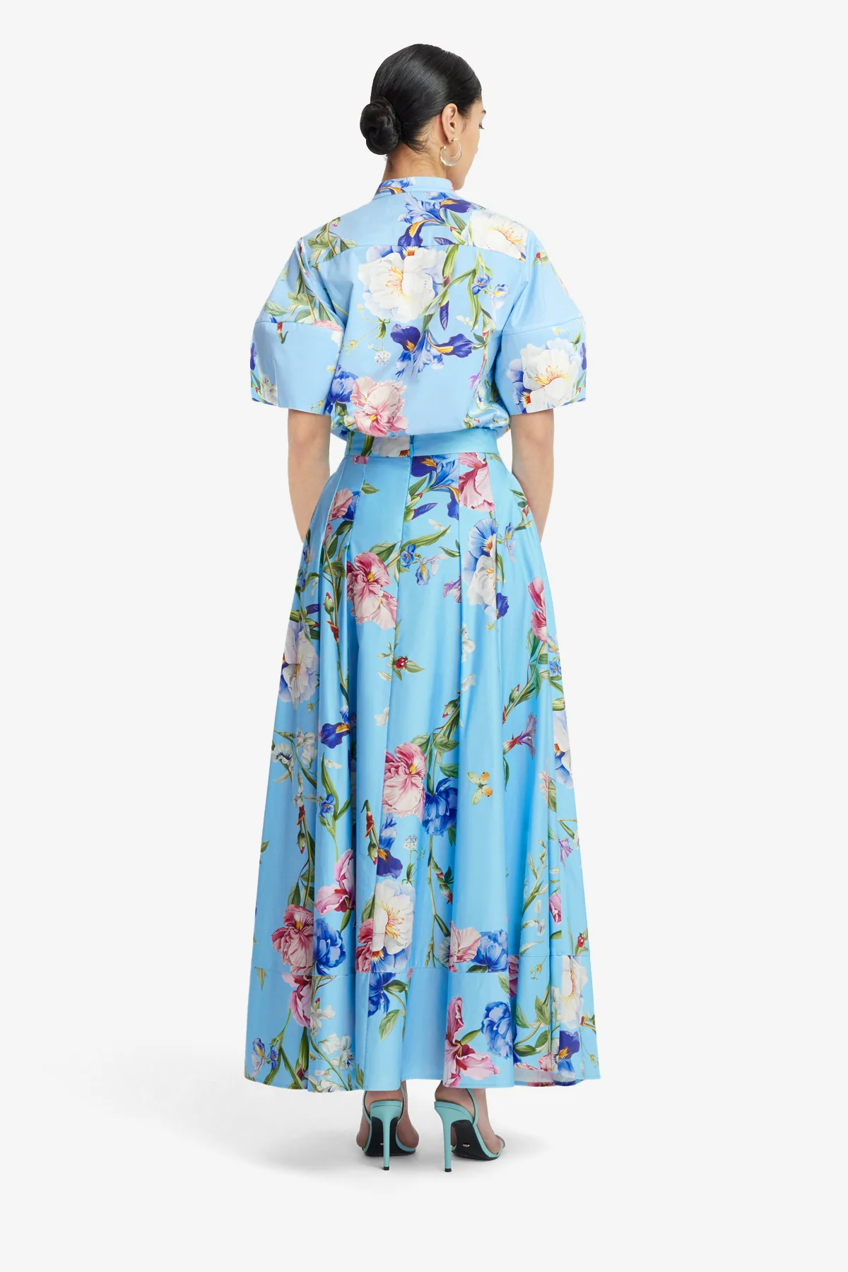 Jemma Blouse - Garden Print in Baby Blue - Image 4