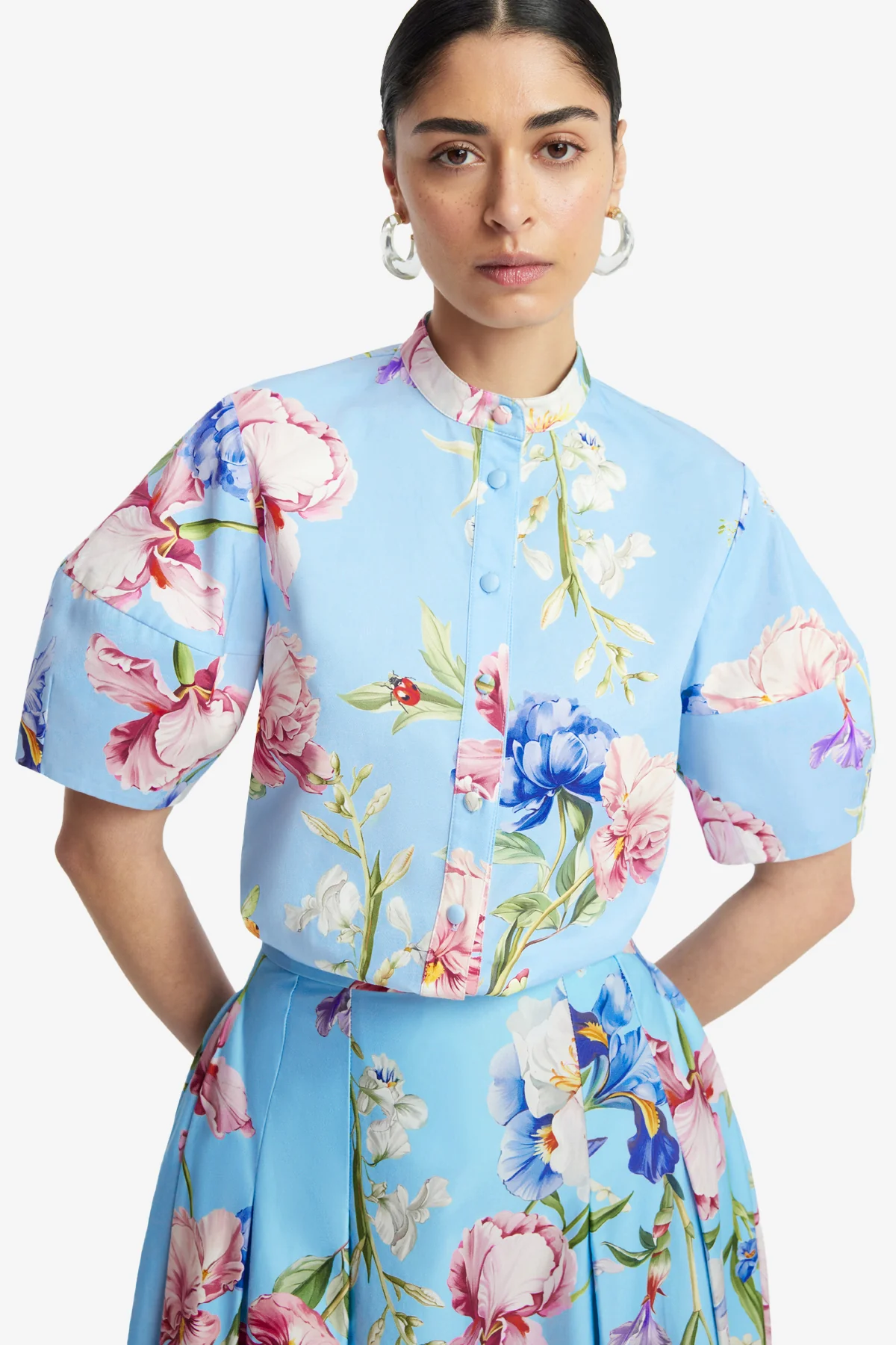 Jemma Blouse - Garden Print in Baby Blue - Image 5