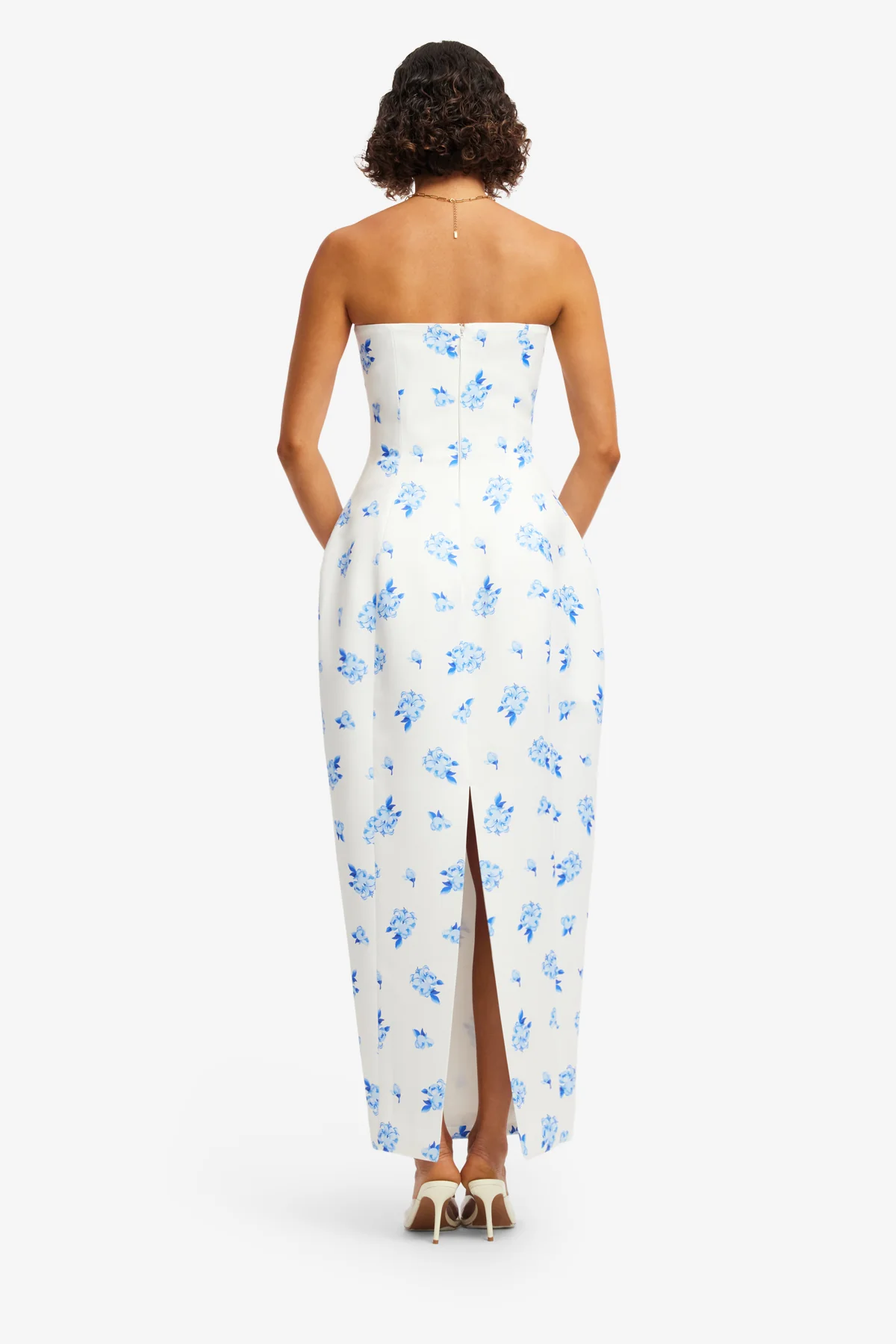 Jessica Cocoon Bustier Maxi Dress - Ditsy Floral Print in Snow - Image 5