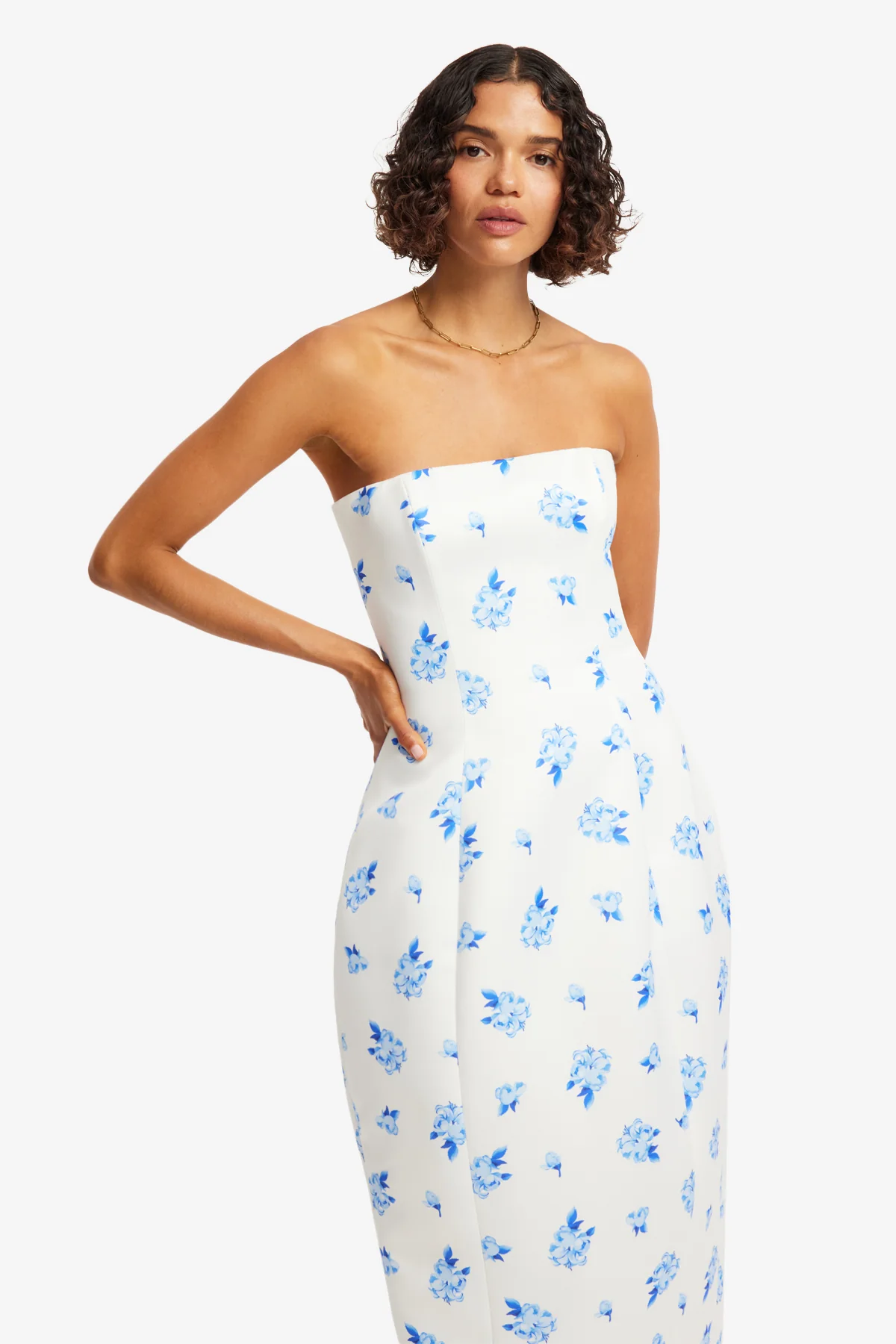 Jessica Cocoon Bustier Maxi Dress - Ditsy Floral Print in Snow - Image 6