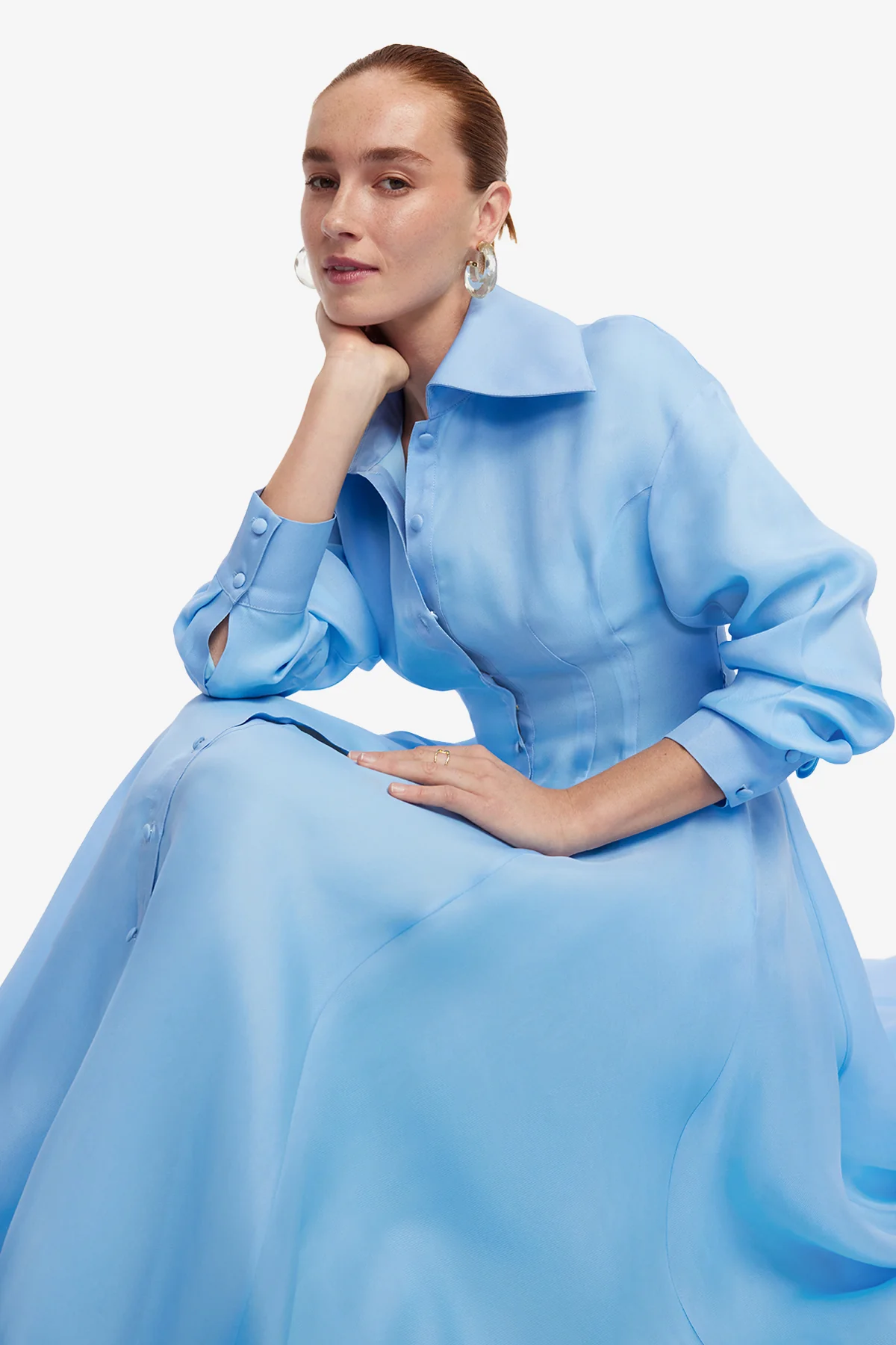 Josephine Silk Gown - Pastel Blue - Image 6