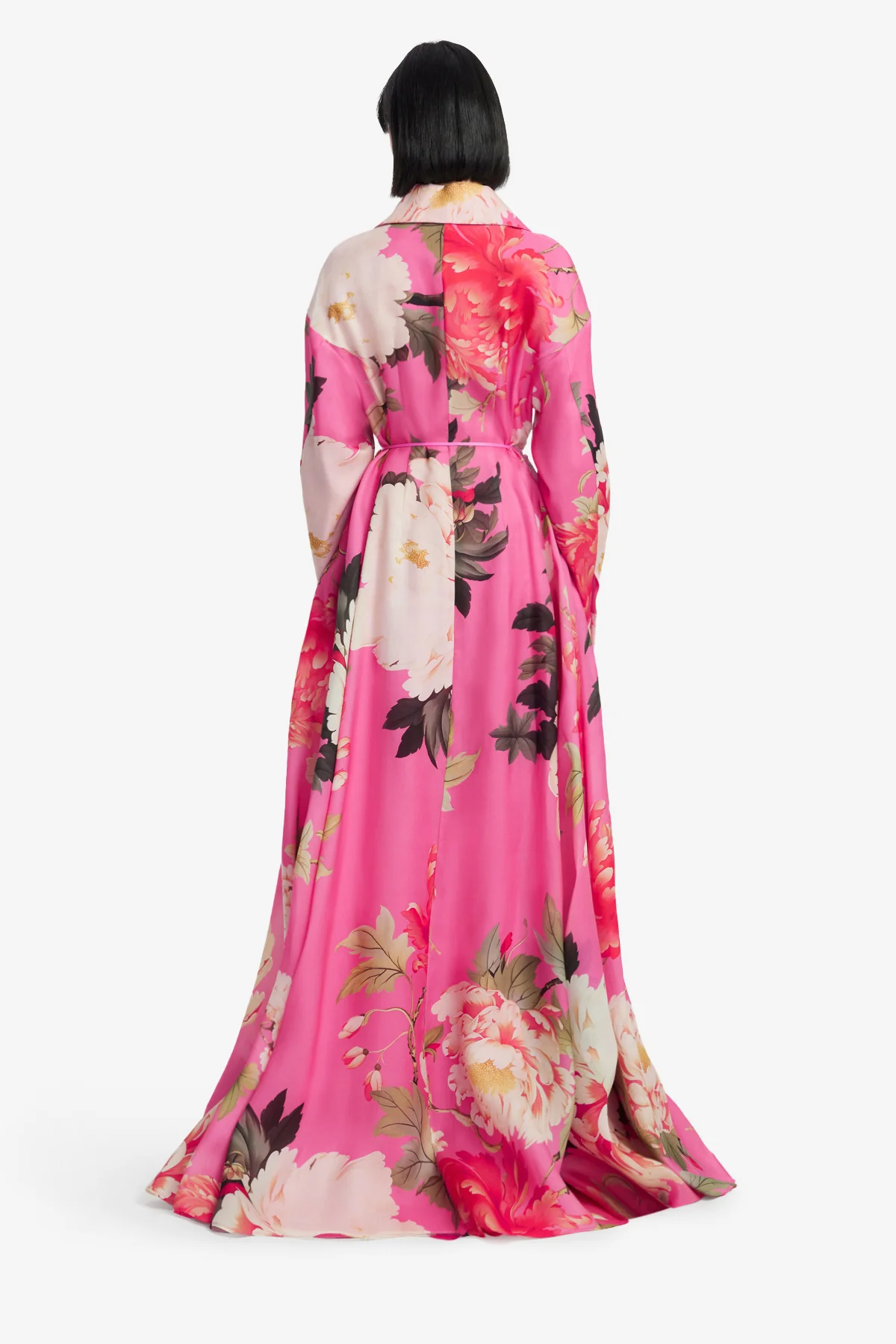 Josephine Silk Gown - Peony Print in Fuchsia - Image 5