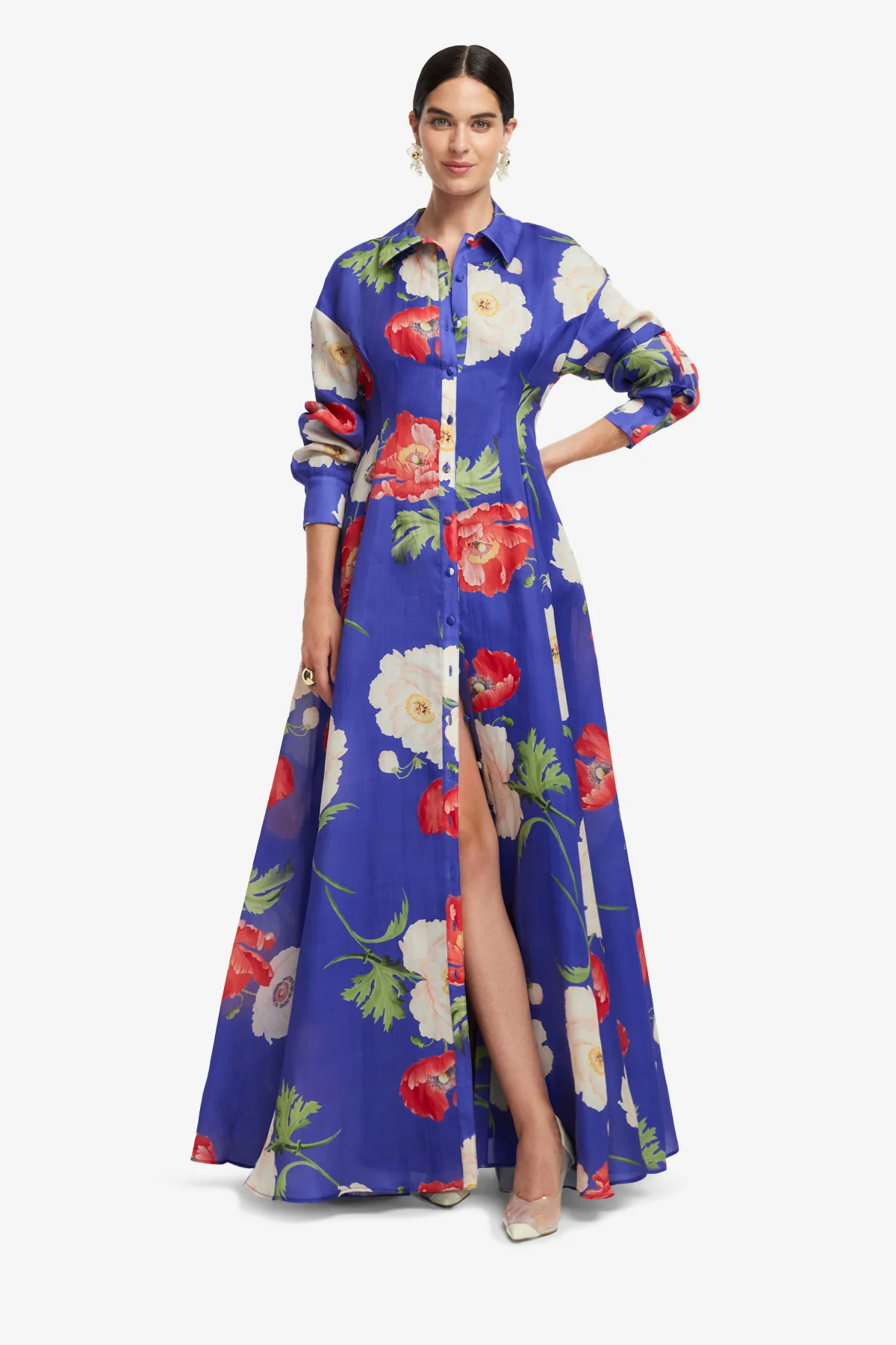 Josephine Silk Gown - Poppy Print - Image 3