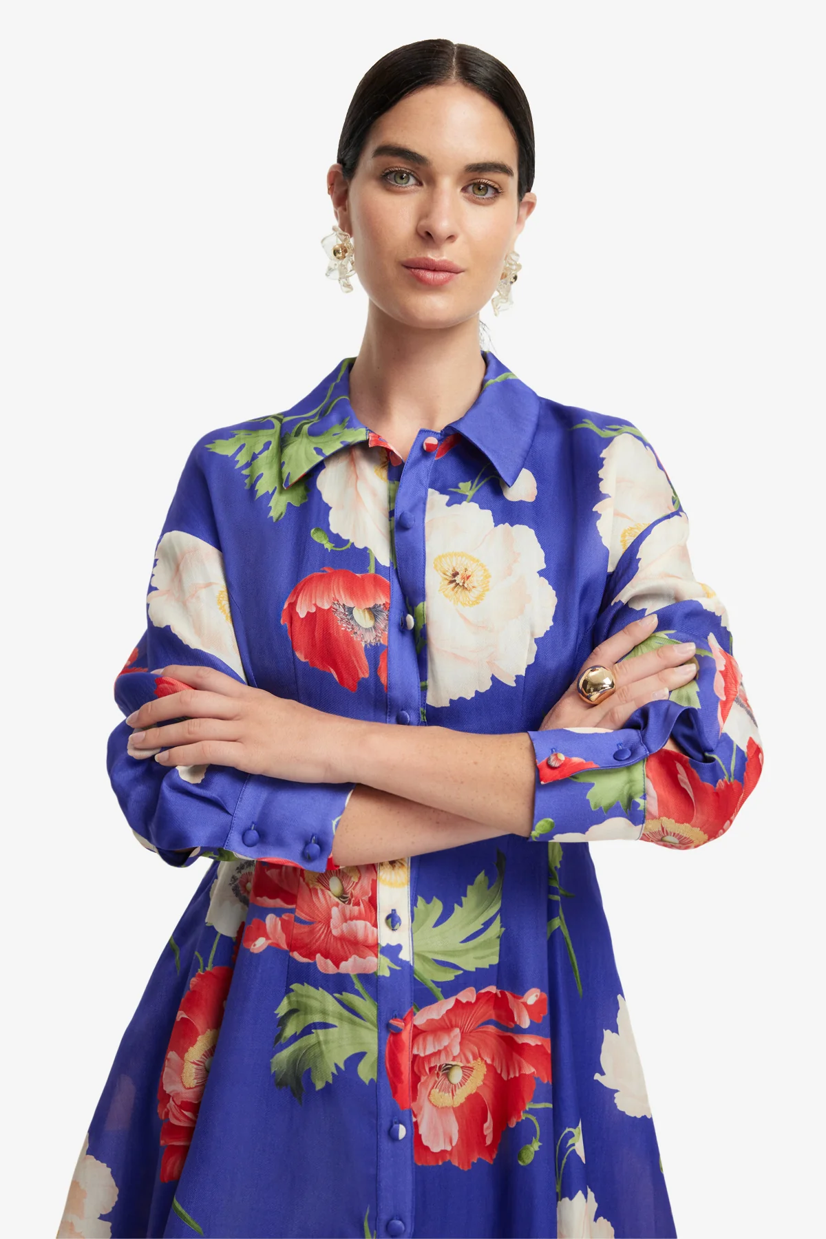 Josephine Silk Gown - Poppy Print - Image 6