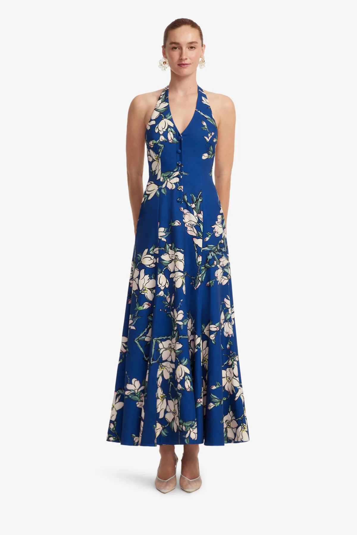 Juliette Halterneck Maxi Dress - Midnight Magnolia Print - Image 2