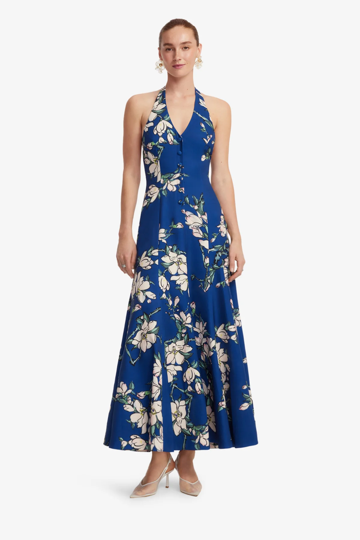 Juliette Halterneck Maxi Dress - Midnight Magnolia Print - Image 3