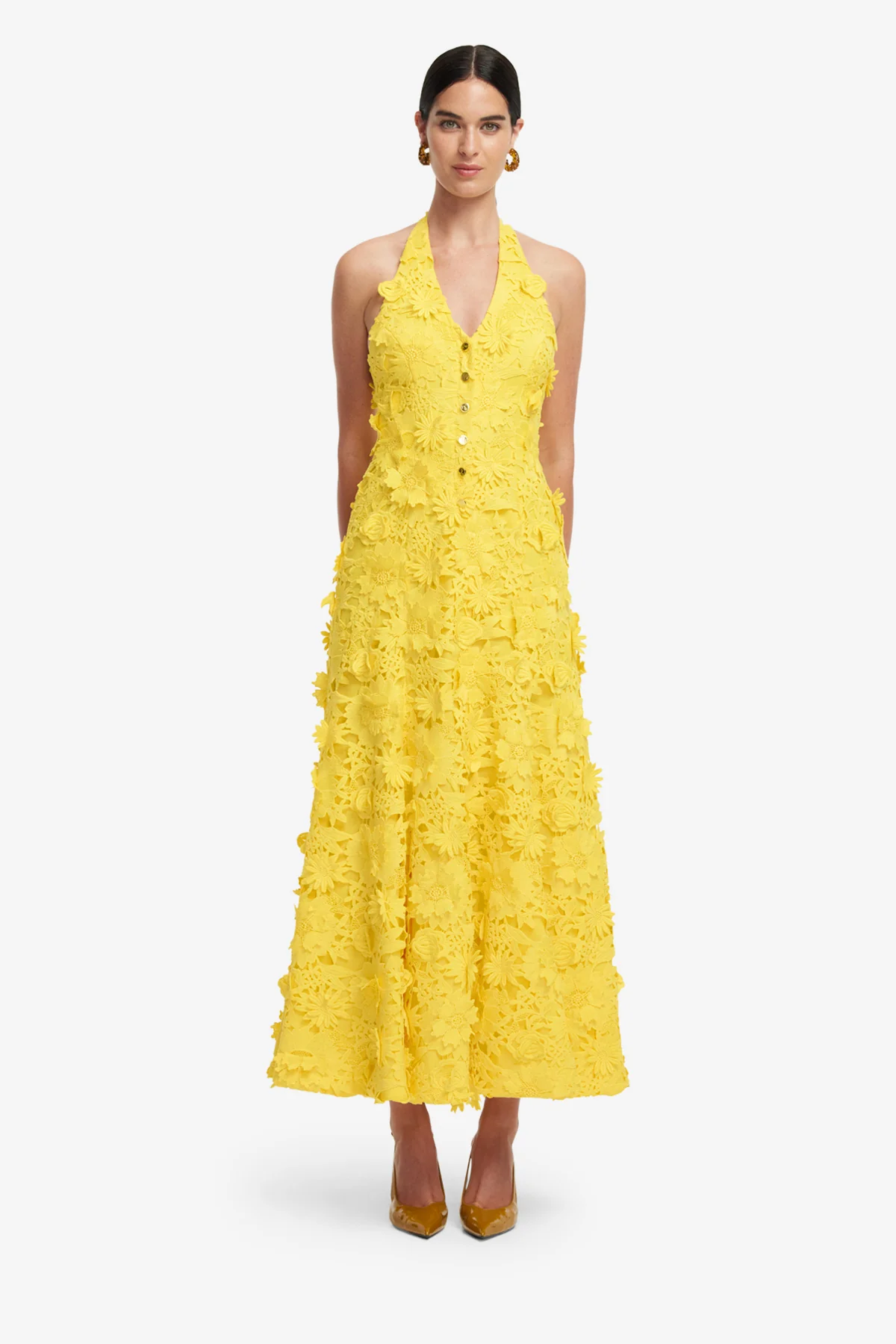 Juliette Lace Halterneck Maxi Dress - Sunshine - Image 2