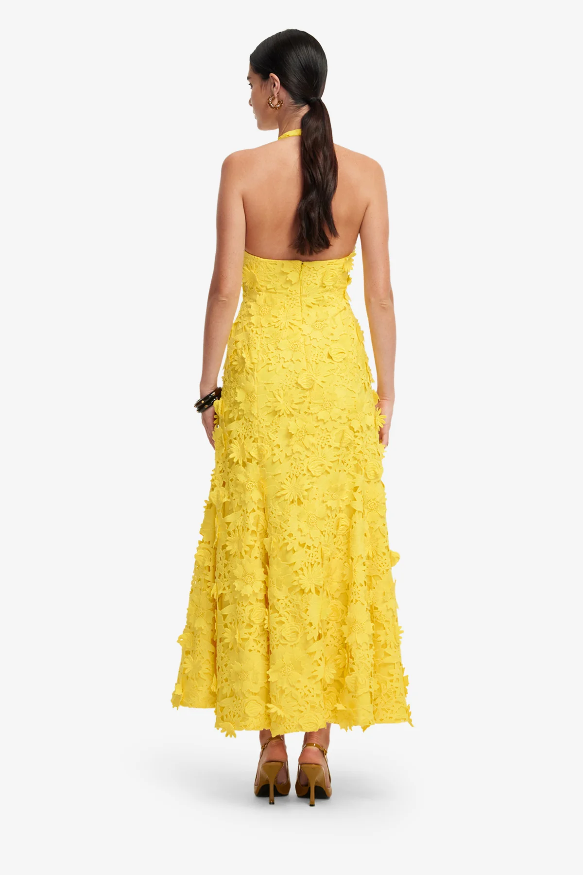 Juliette Lace Halterneck Maxi Dress - Sunshine - Image 5