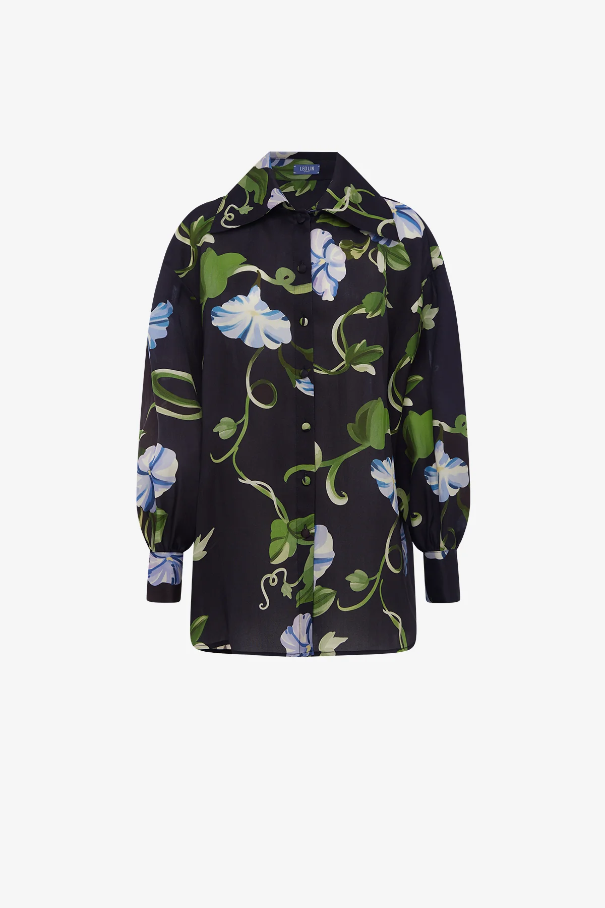 Kathleen Silk Blouse - Vine Print in Ebony