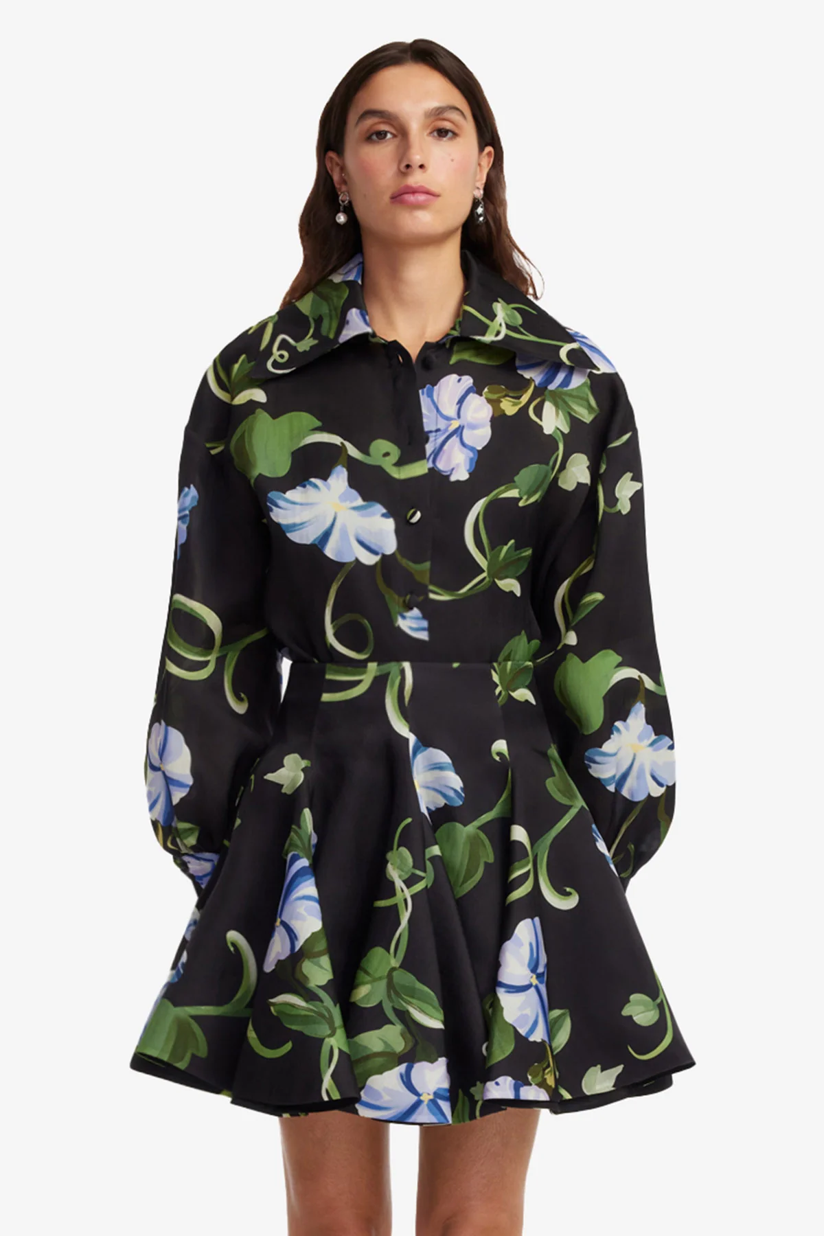 Kathleen Silk Blouse - Vine Print in Ebony - Image 2