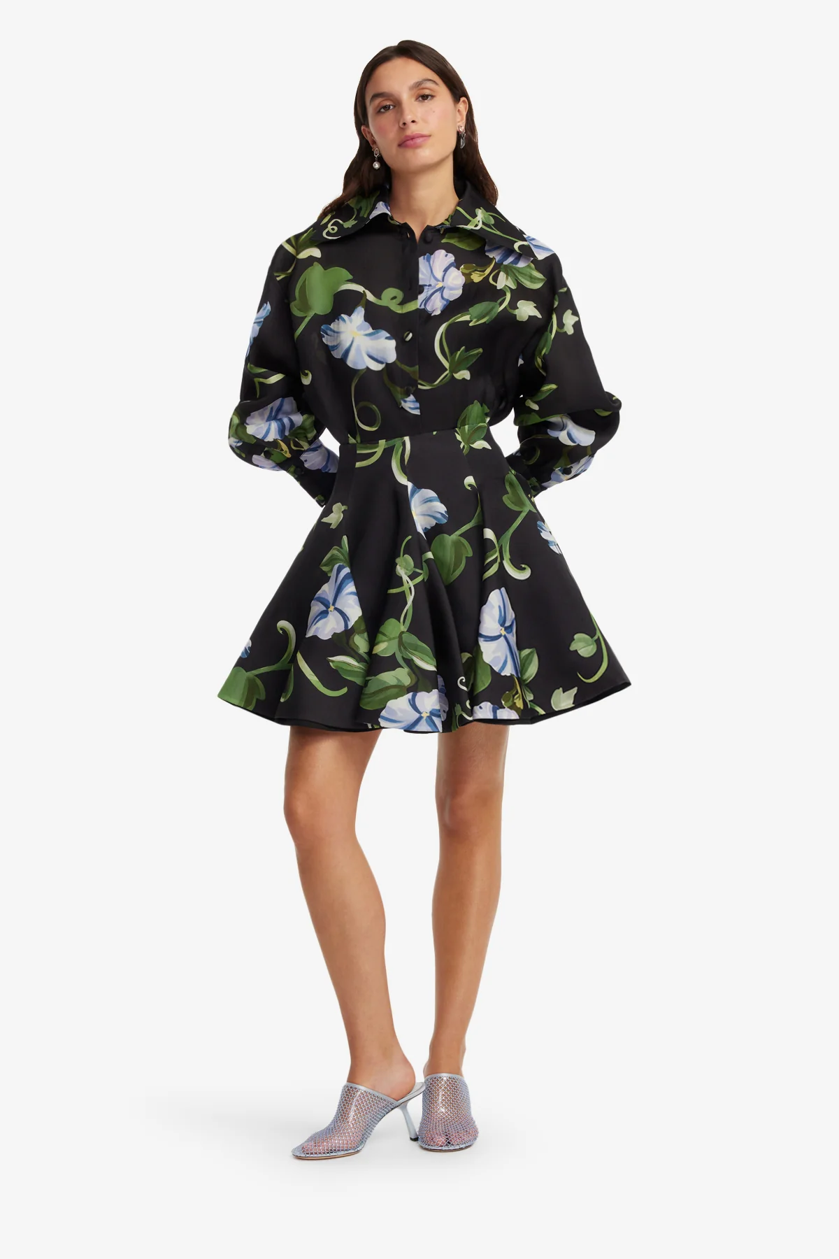 Kathleen Silk Blouse - Vine Print in Ebony - Image 3