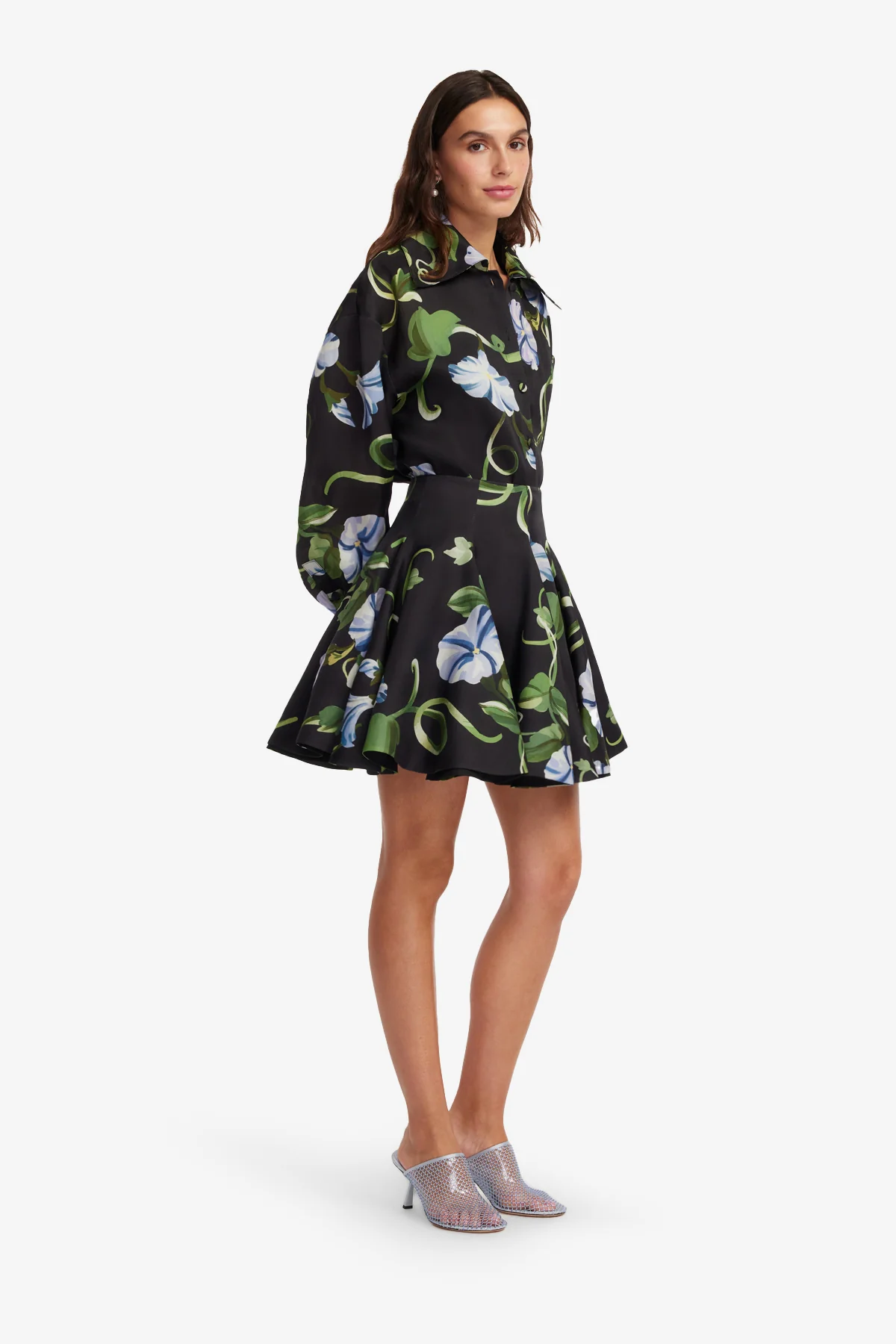 Kathleen Silk Blouse - Vine Print in Ebony - Image 4