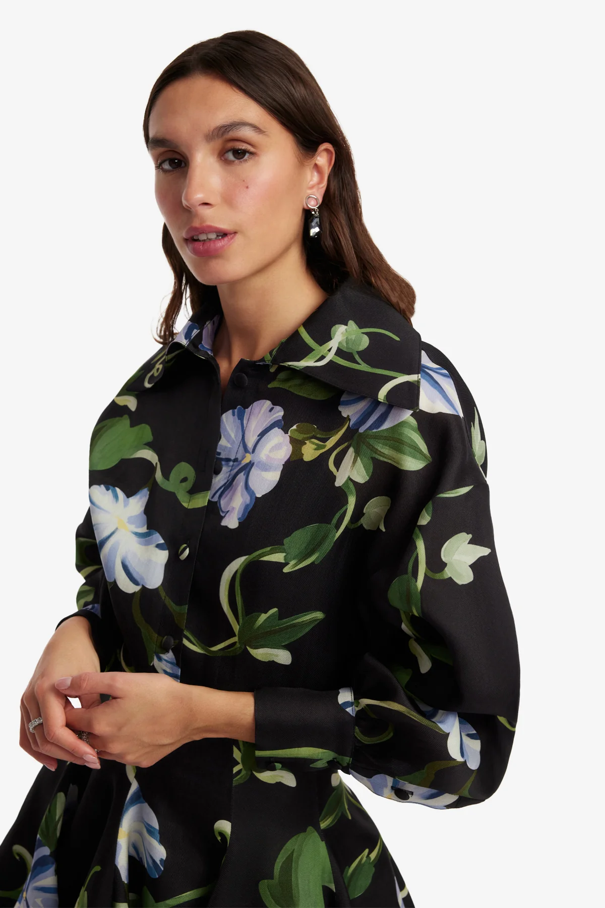 Kathleen Silk Blouse - Vine Print in Ebony - Image 6