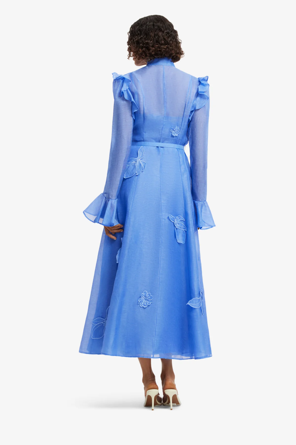 Katrina Appliqué Butterfly Sleeve Midi Dress - Azure - Image 5