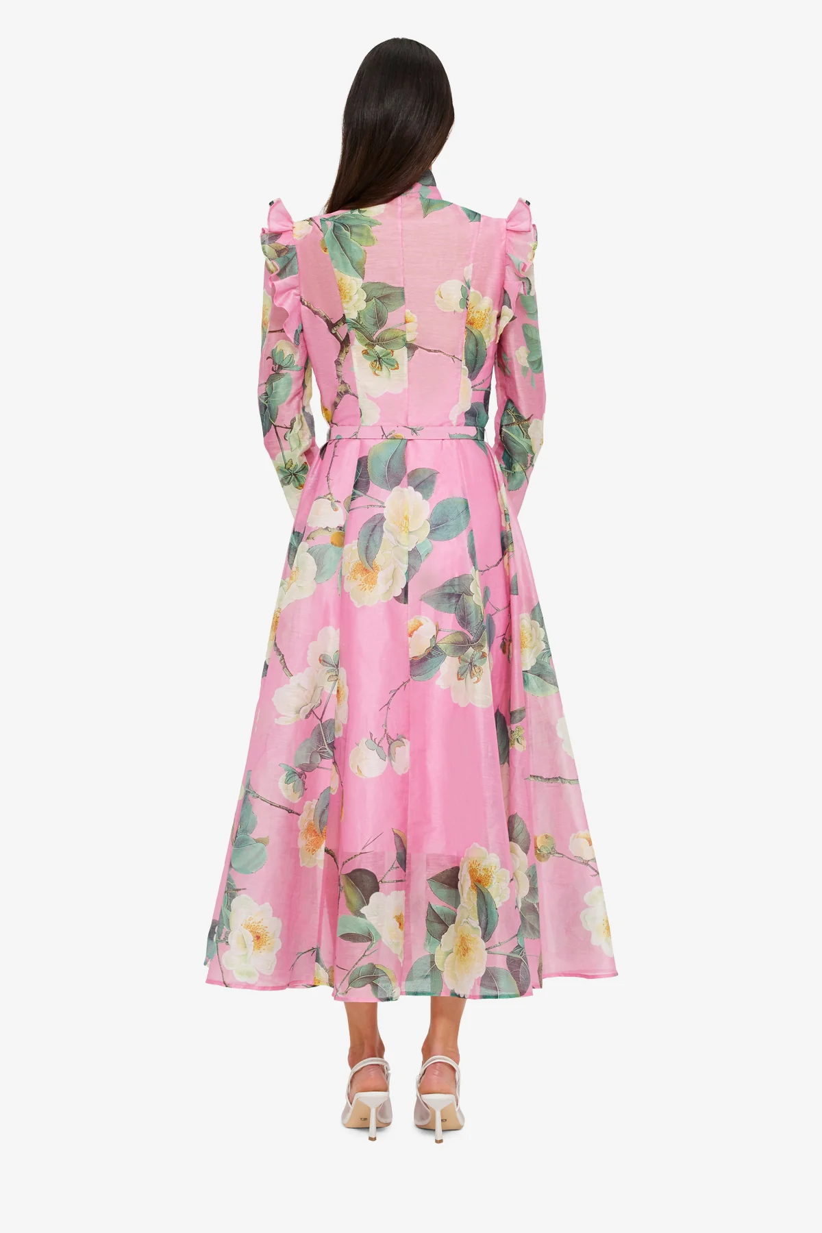 Katrina Butterfly Sleeve Midi Dress - Camelia Print - Image 5