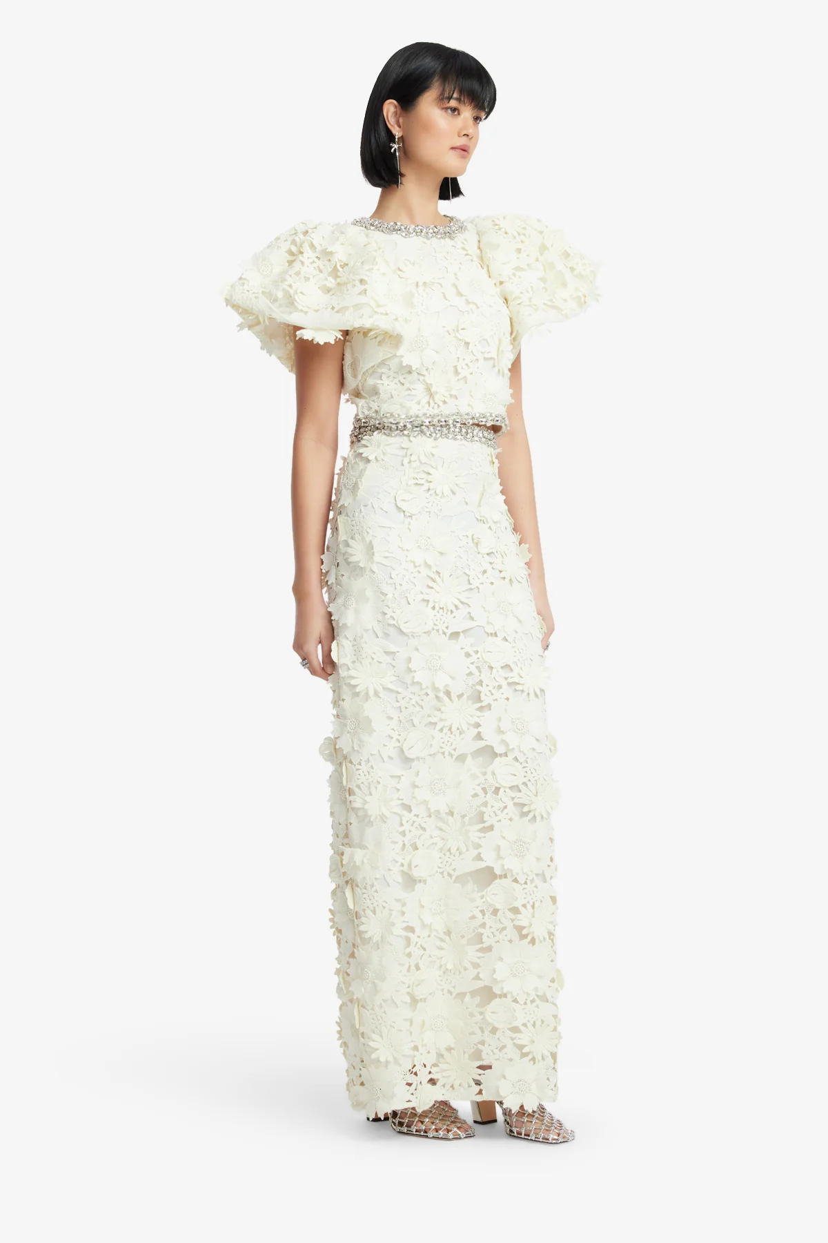Kyra Embellished Lace Maxi Skirt - Snow - Image 4