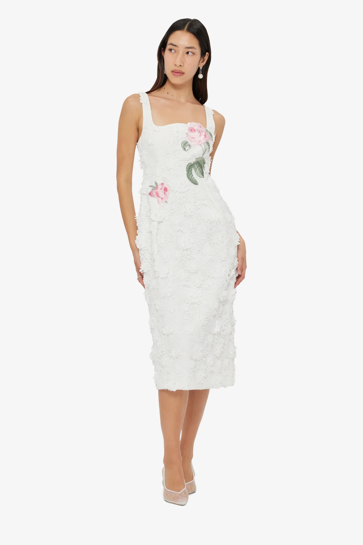 Larissa Embroidered Lace Midi Dress - Snow - Image 3