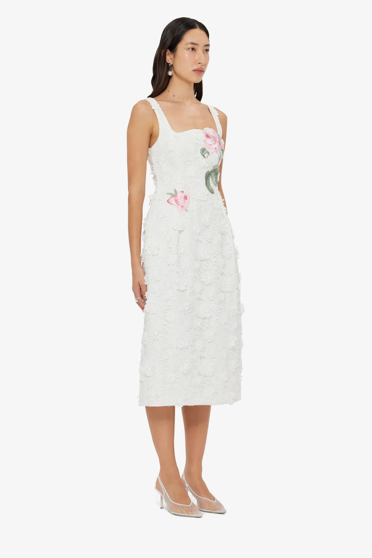 Larissa Embroidered Lace Midi Dress - Snow - Image 4