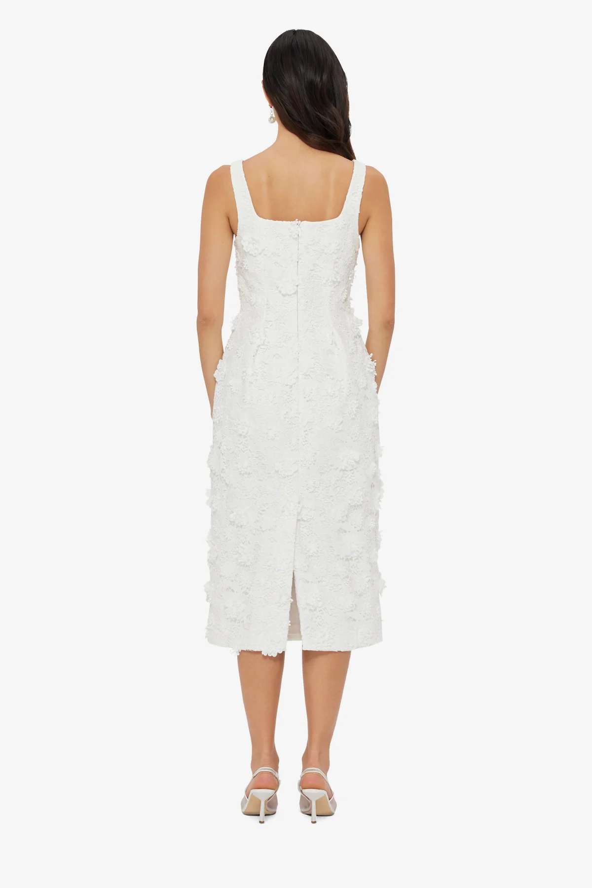 Larissa Embroidered Lace Midi Dress - Snow - Image 5