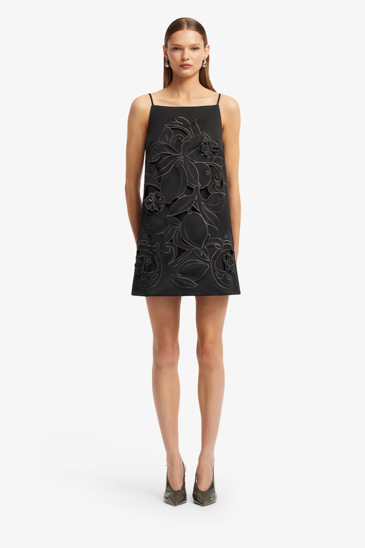 Leia Appliqué Mini Dress - Ebony - Image 2