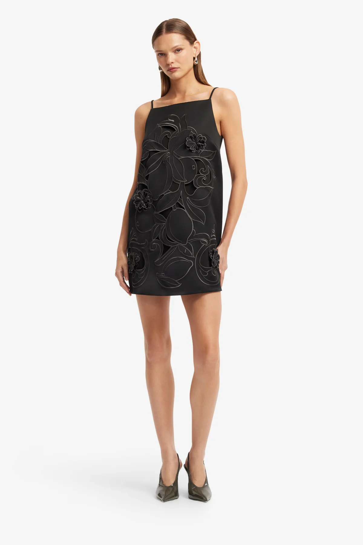Leia Appliqué Mini Dress - Ebony - Image 3