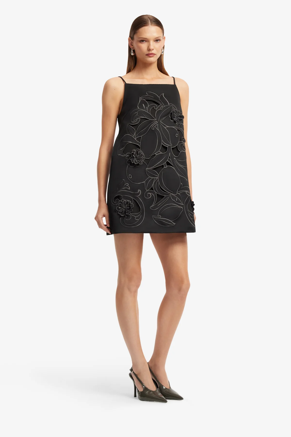 Leia Appliqué Mini Dress - Ebony - Image 4