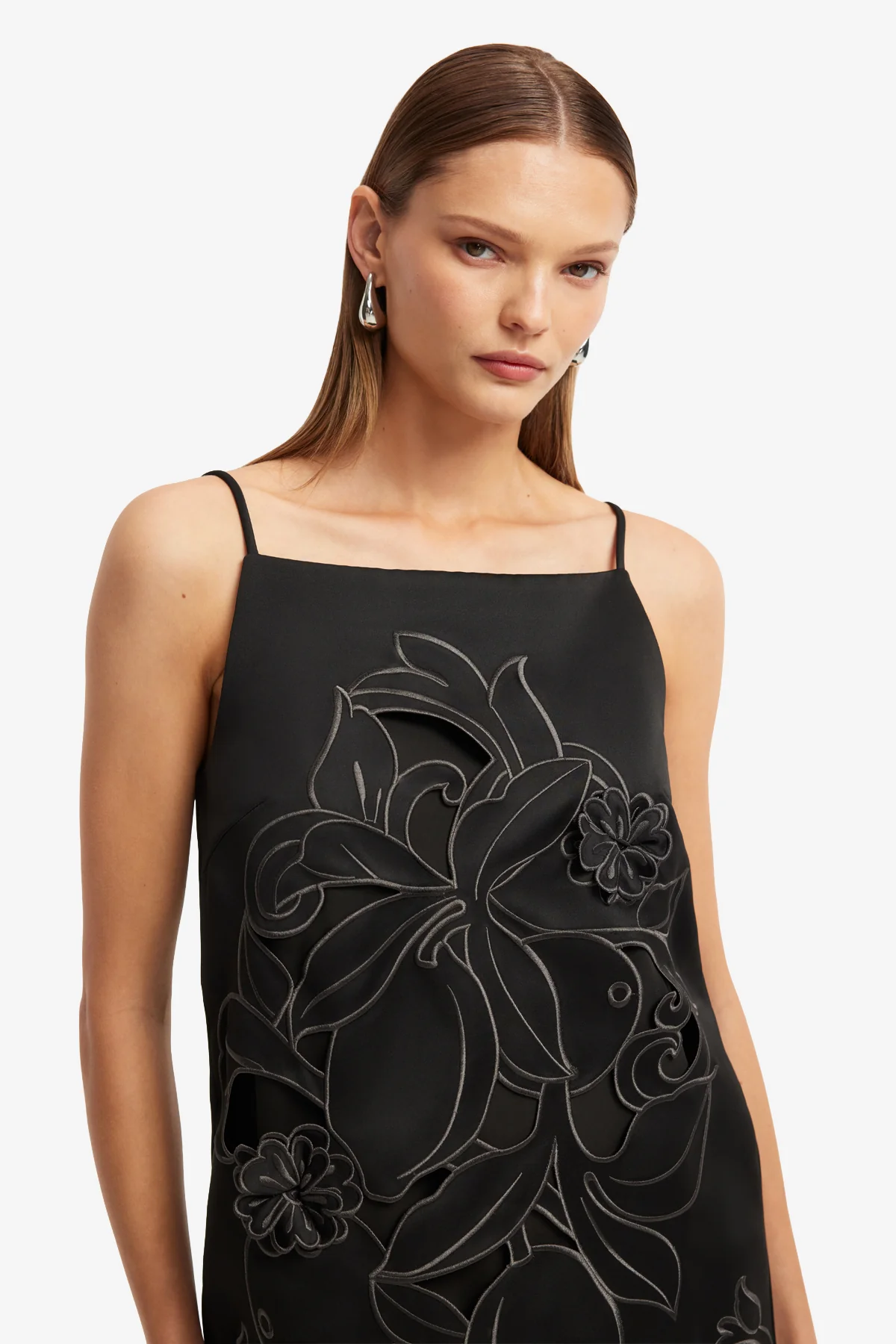 Leia Appliqué Mini Dress - Ebony - Image 6