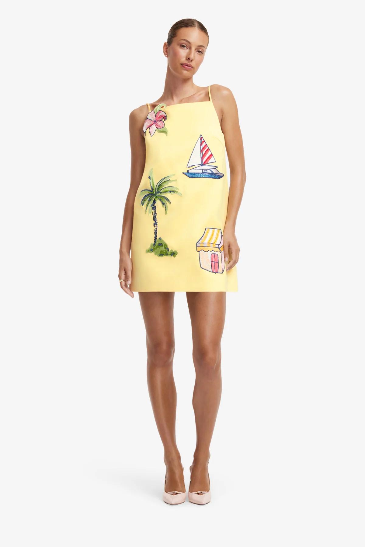 Leia Embroidered Mini Dress - Havana Print - Image 3
