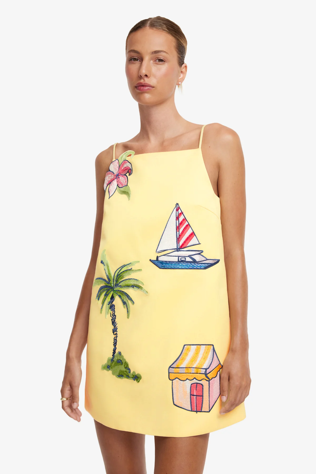 Leia Embroidered Mini Dress - Havana Print - Image 6