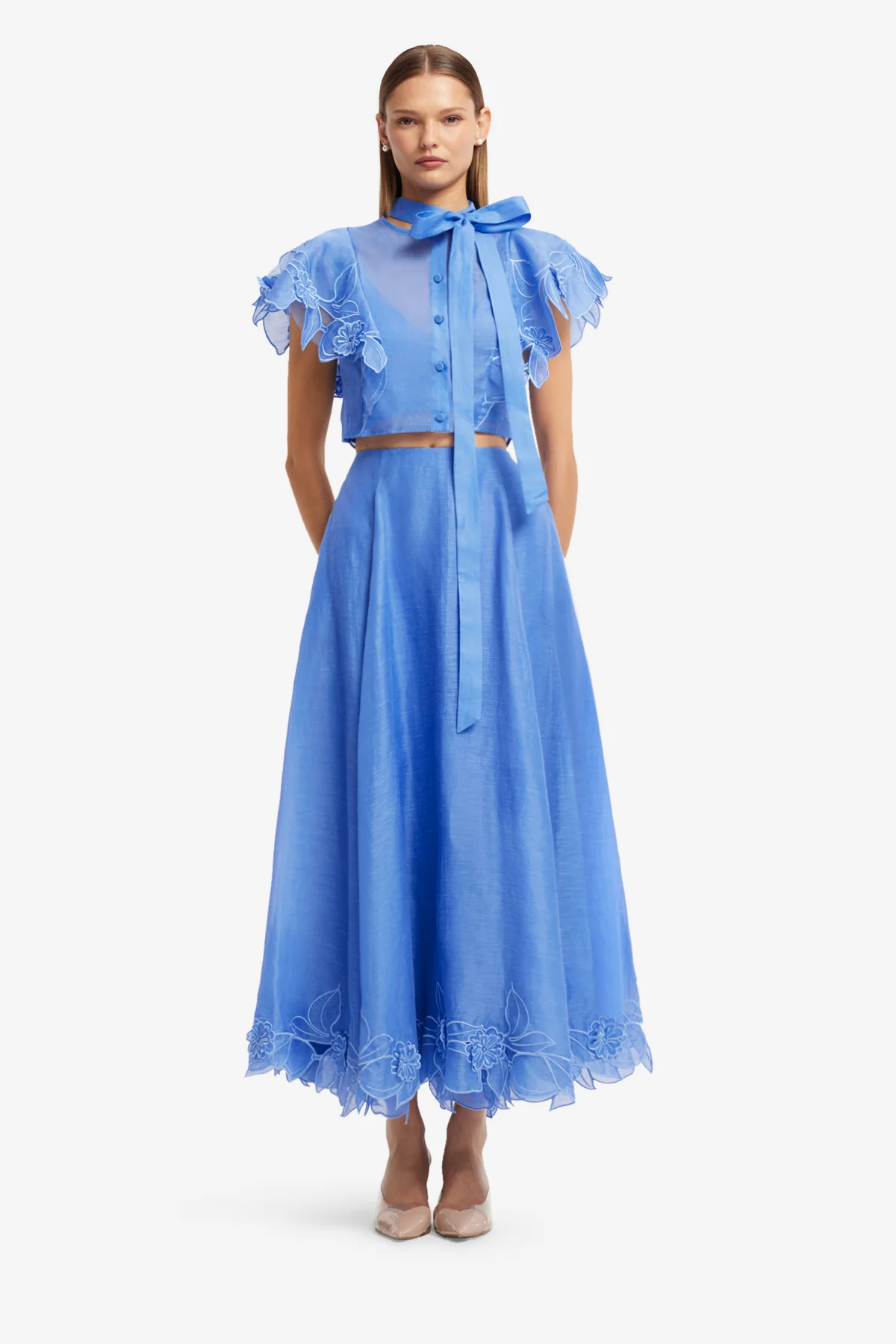 Leila Appliqué Midi Skirt - Azure - Image 2