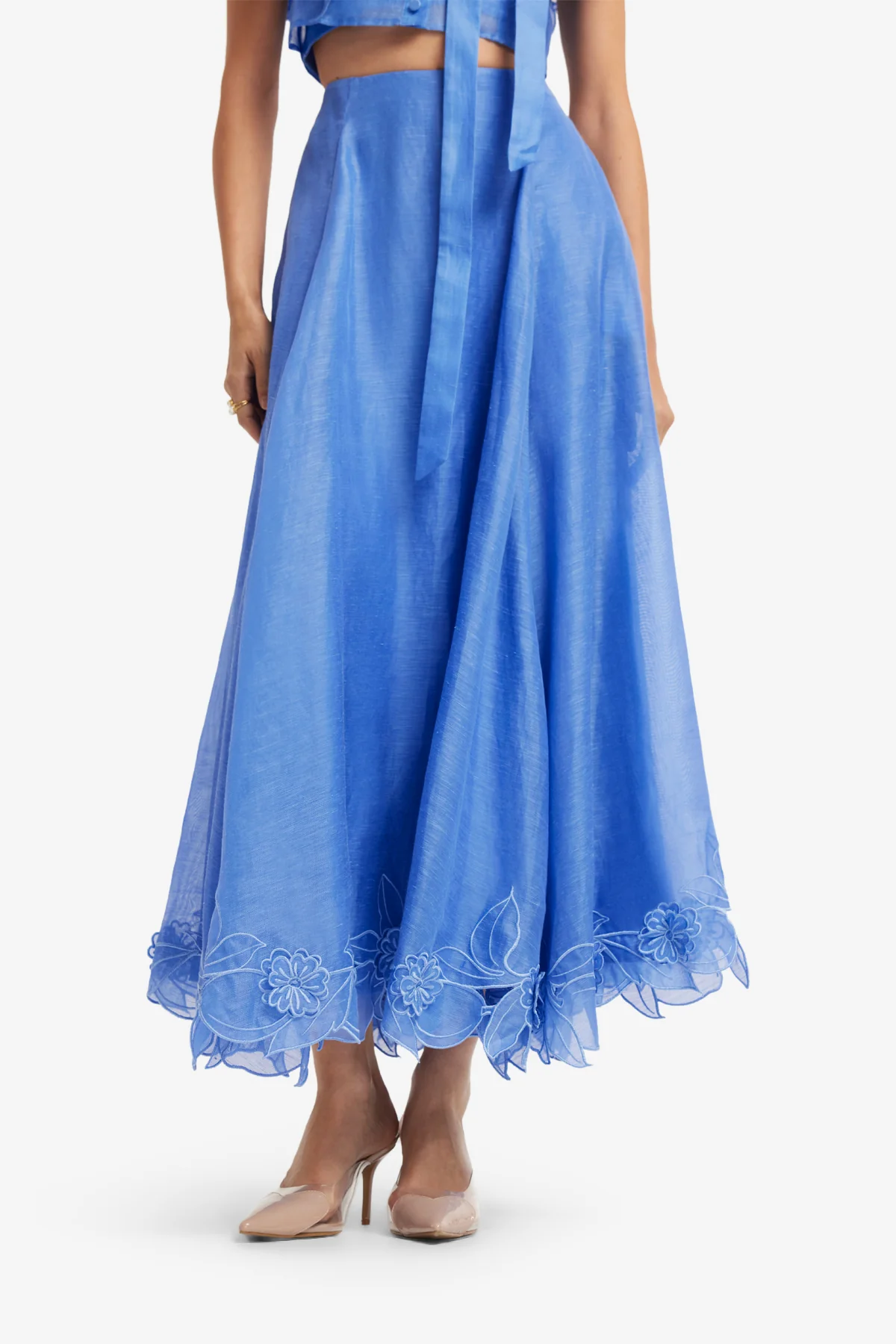 Leila Appliqué Midi Skirt - Azure - Image 6