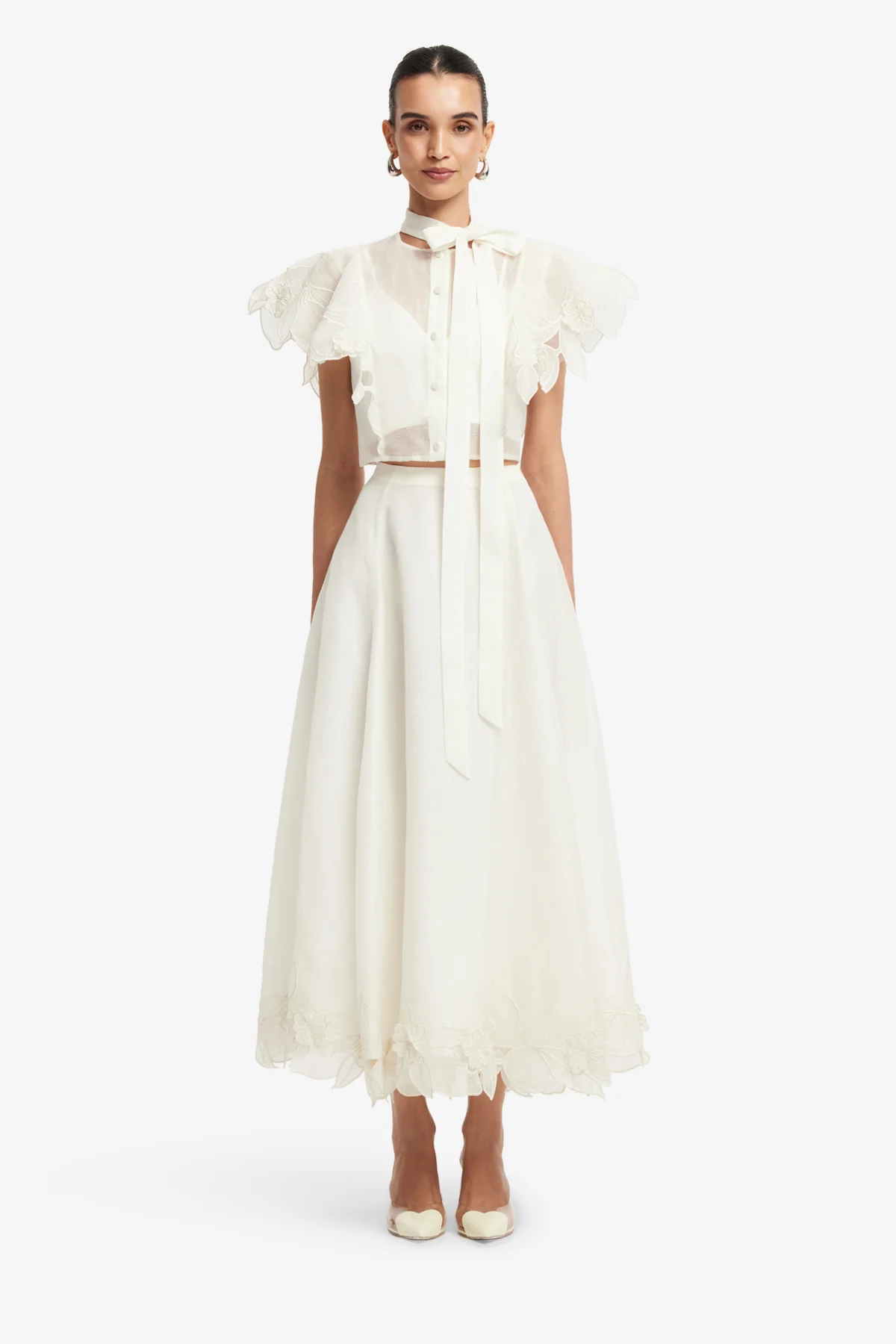 Leila Appliqué Midi Skirt - Snow - Image 2